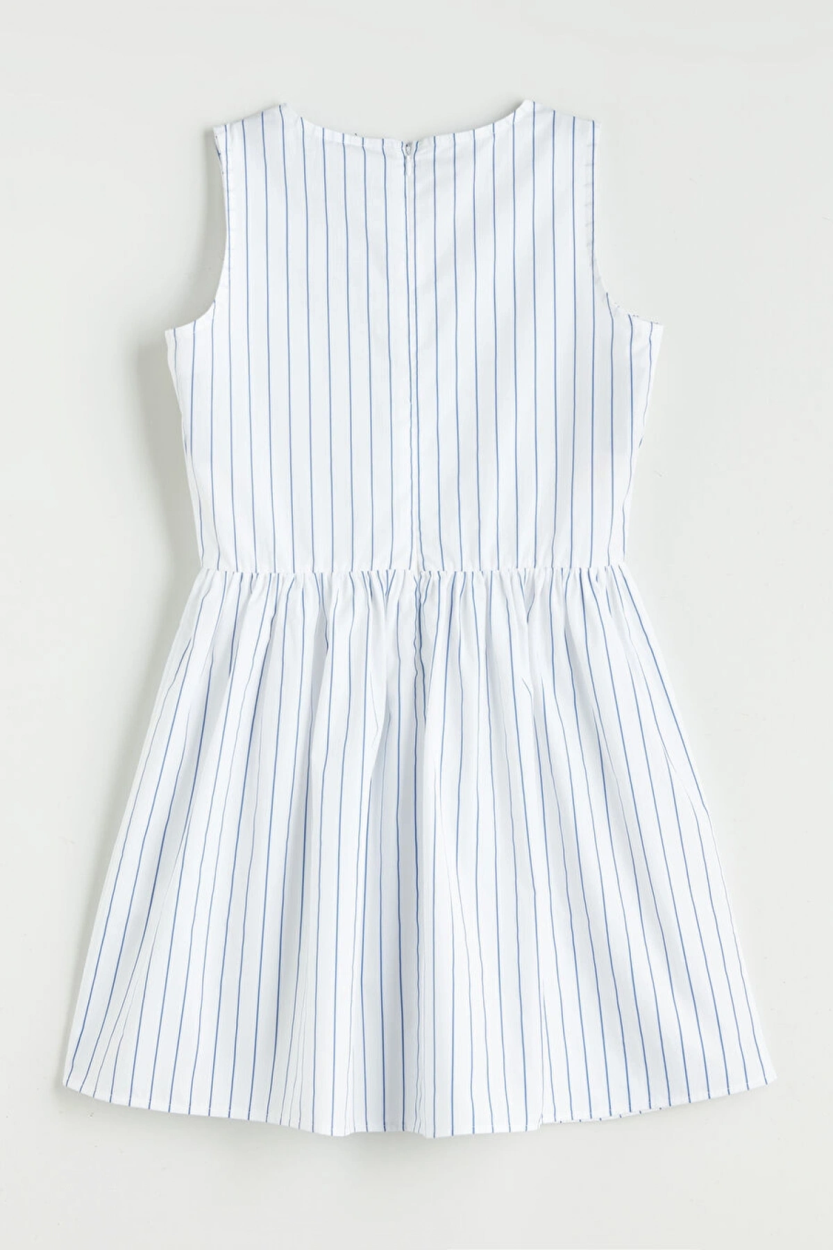 LCW Kids Beyaz Bisiklet Yaka Çizgili Kız Çocuk Elbise