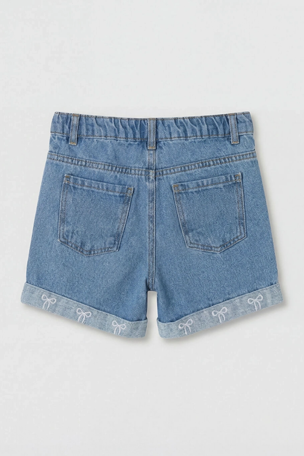 LCW Kids Indigo Fiyonk Nakışlı Kız Çocuk Jean Şort