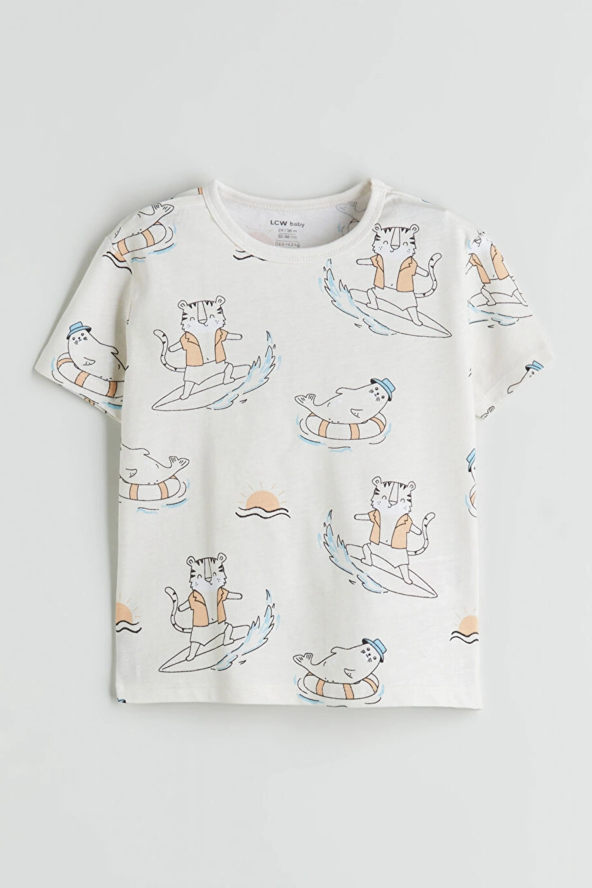 LCW baby Mavi Baskılı Erkek Bebek Tişört Ve Şort 3lü Takım