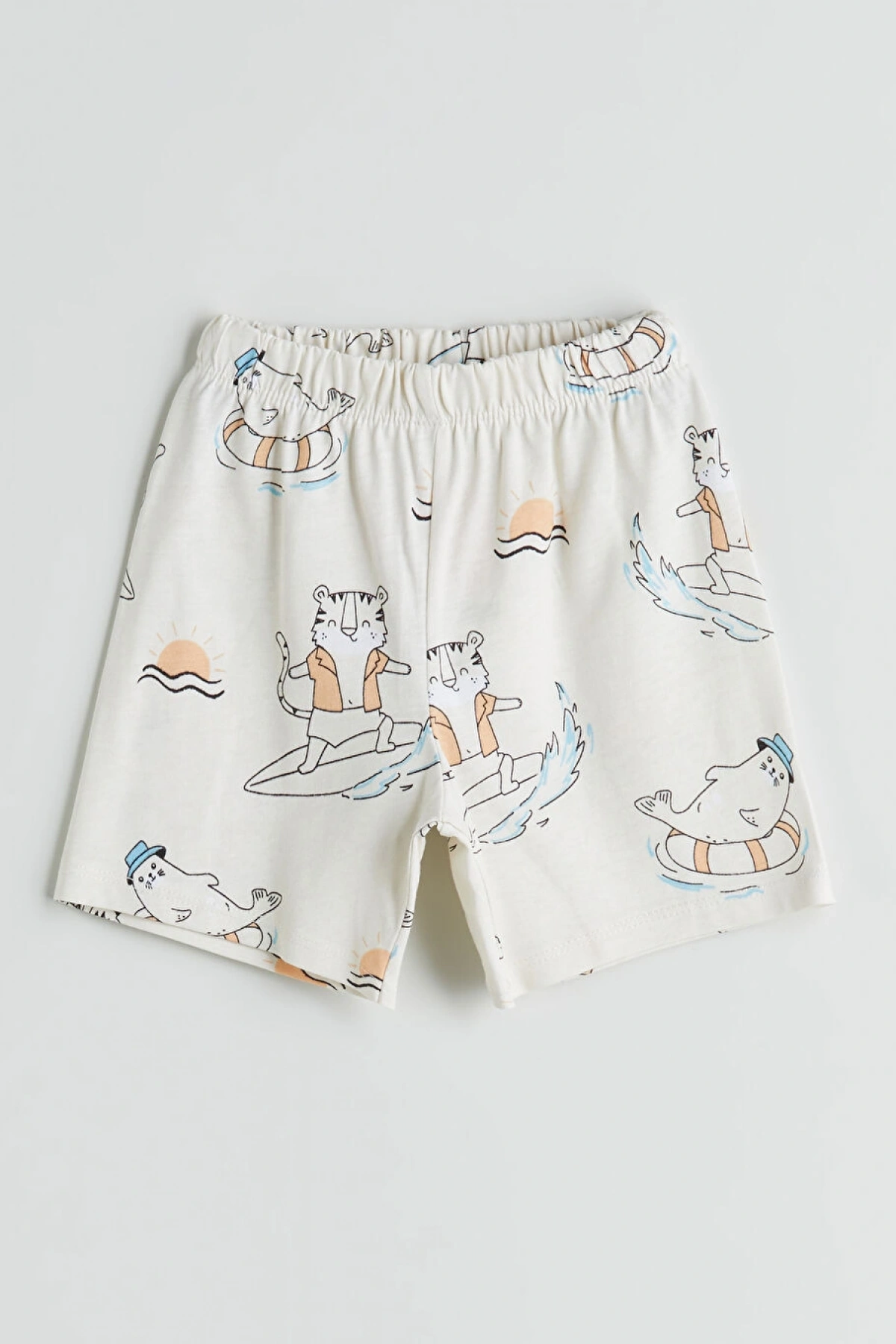 LCW baby Mavi Baskılı Erkek Bebek Tişört Ve Şort 3lü Takım