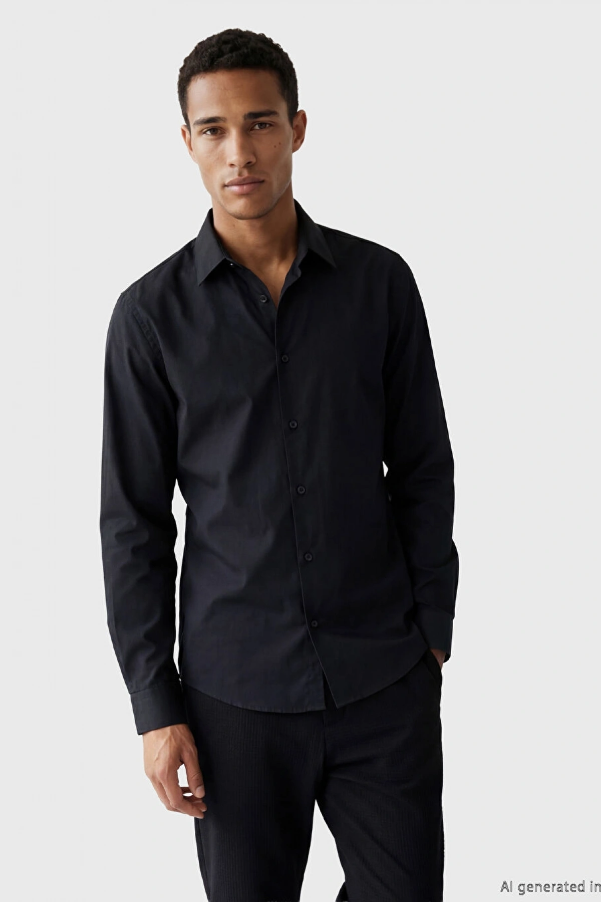 LCW Vision Siyah Slim Fit Erkek Gömlek