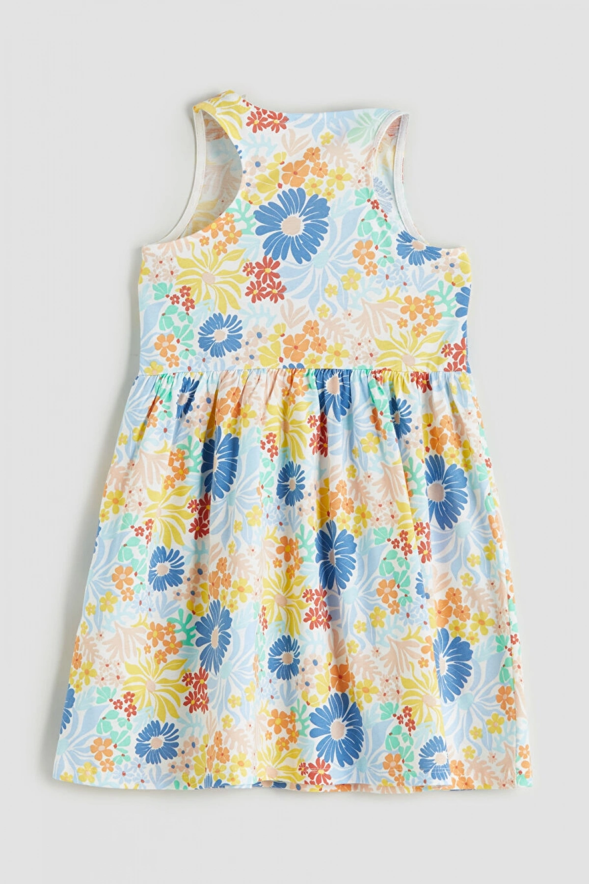 LCW Kids Ekru Bisiklet Yaka Çiçekli Kız Çocuk Elbise