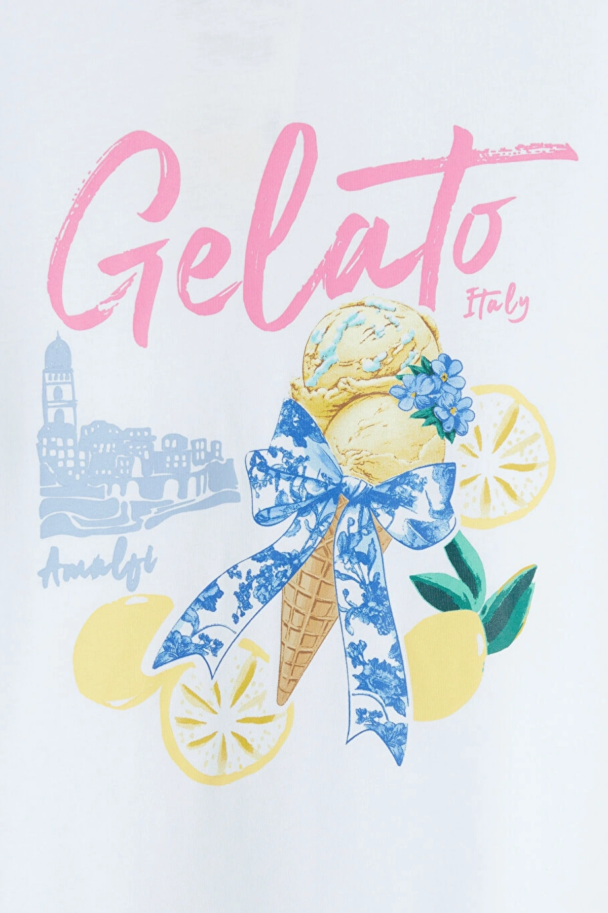 LCW Kids Beyaz Bisiklet Yaka Baskılı Kız Çocuk Tişört