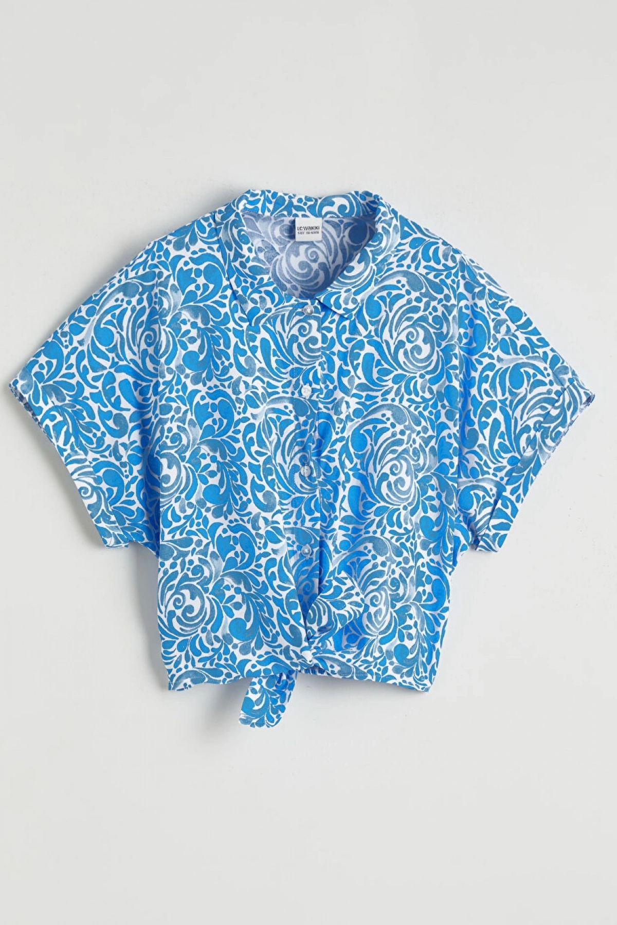 LCW Kids Ekru Desenli Kız Çocuk Gömlek