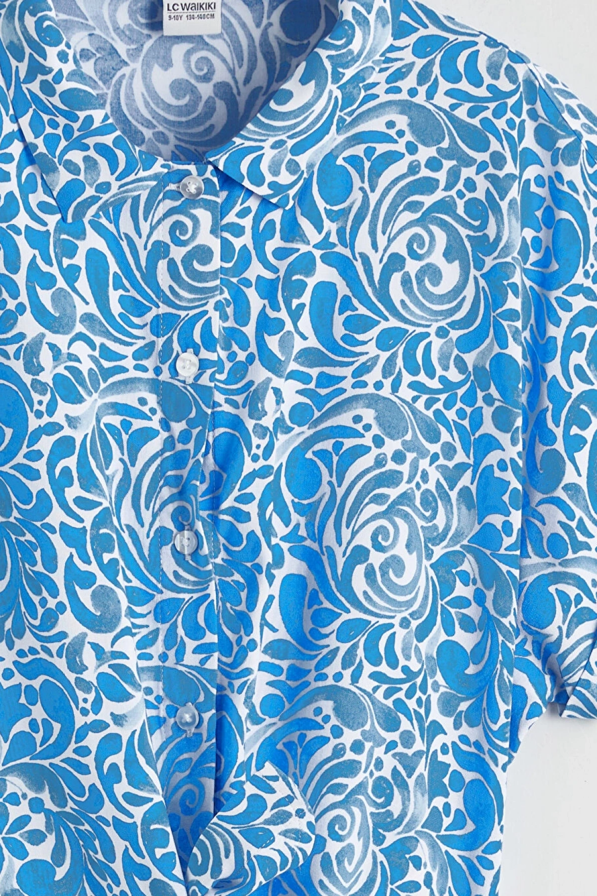 LCW Kids Ekru Desenli Kız Çocuk Gömlek