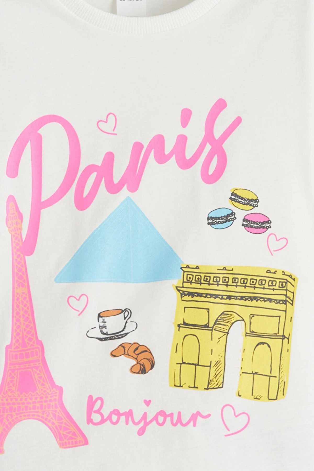 LCW Kids Ekru Paris Baskılı Kız Çocuk Tişört