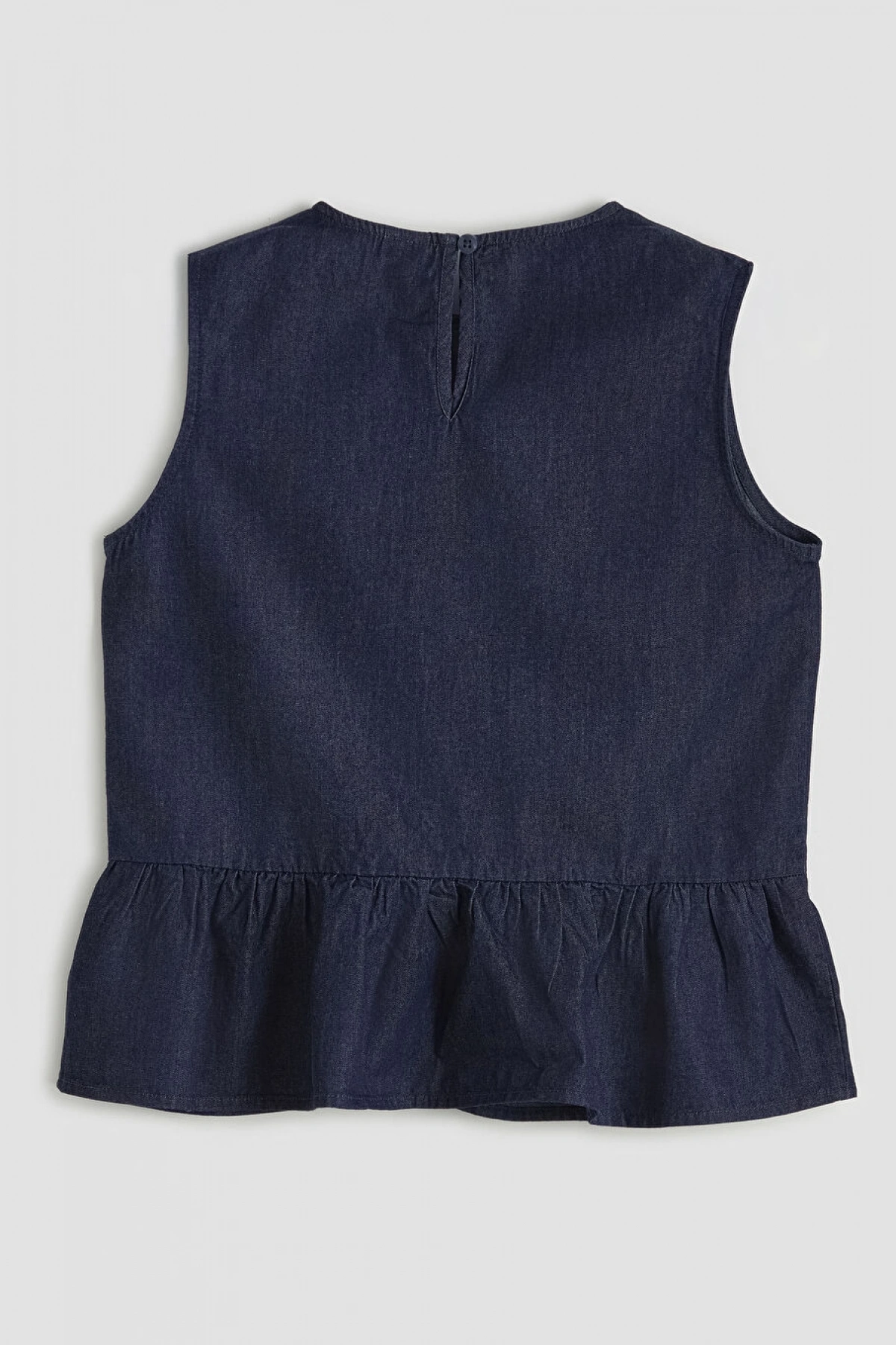 LCW Kids Lacivert Fiyonk Detaylı Fırfırlı Kız Çocuk Jean Bluz