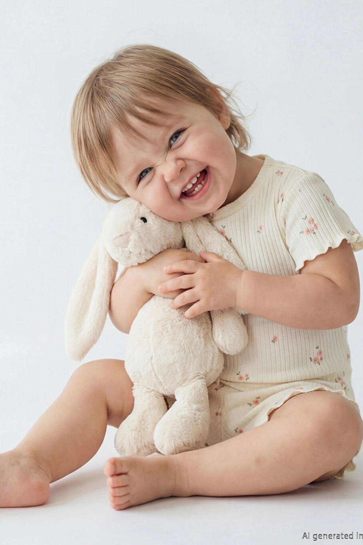 LCW baby Ekru Çiçek Desenli Kız Bebek Şort Ve Tişört