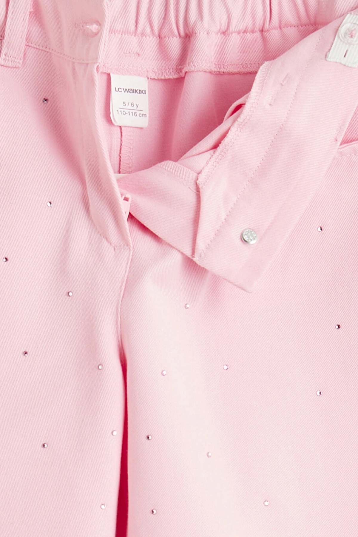 LCW Kids Pembe Kız Çocuk Taşlı Gabardin Pantolon