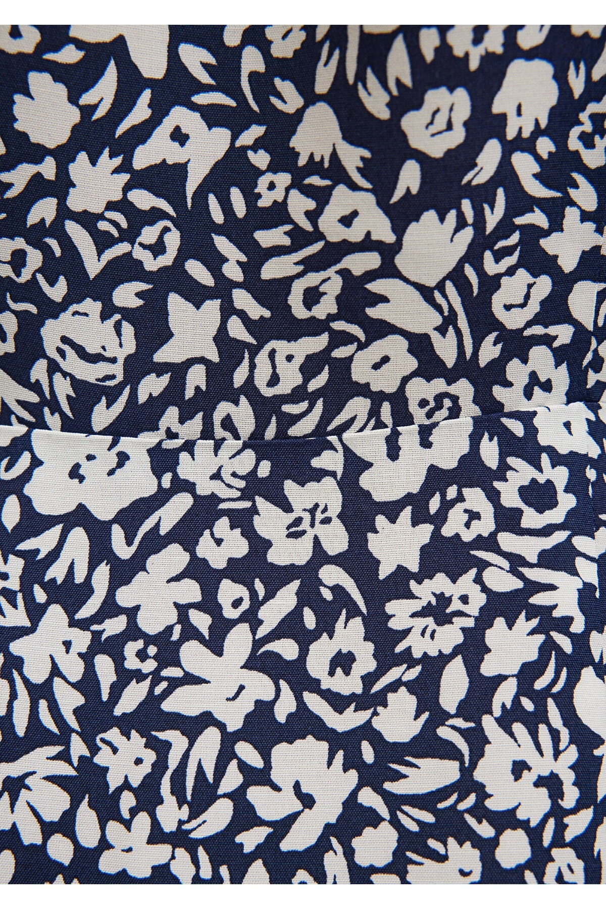 Mavi Çiçek Baskılı Dokuma Elbise 1310482-87003