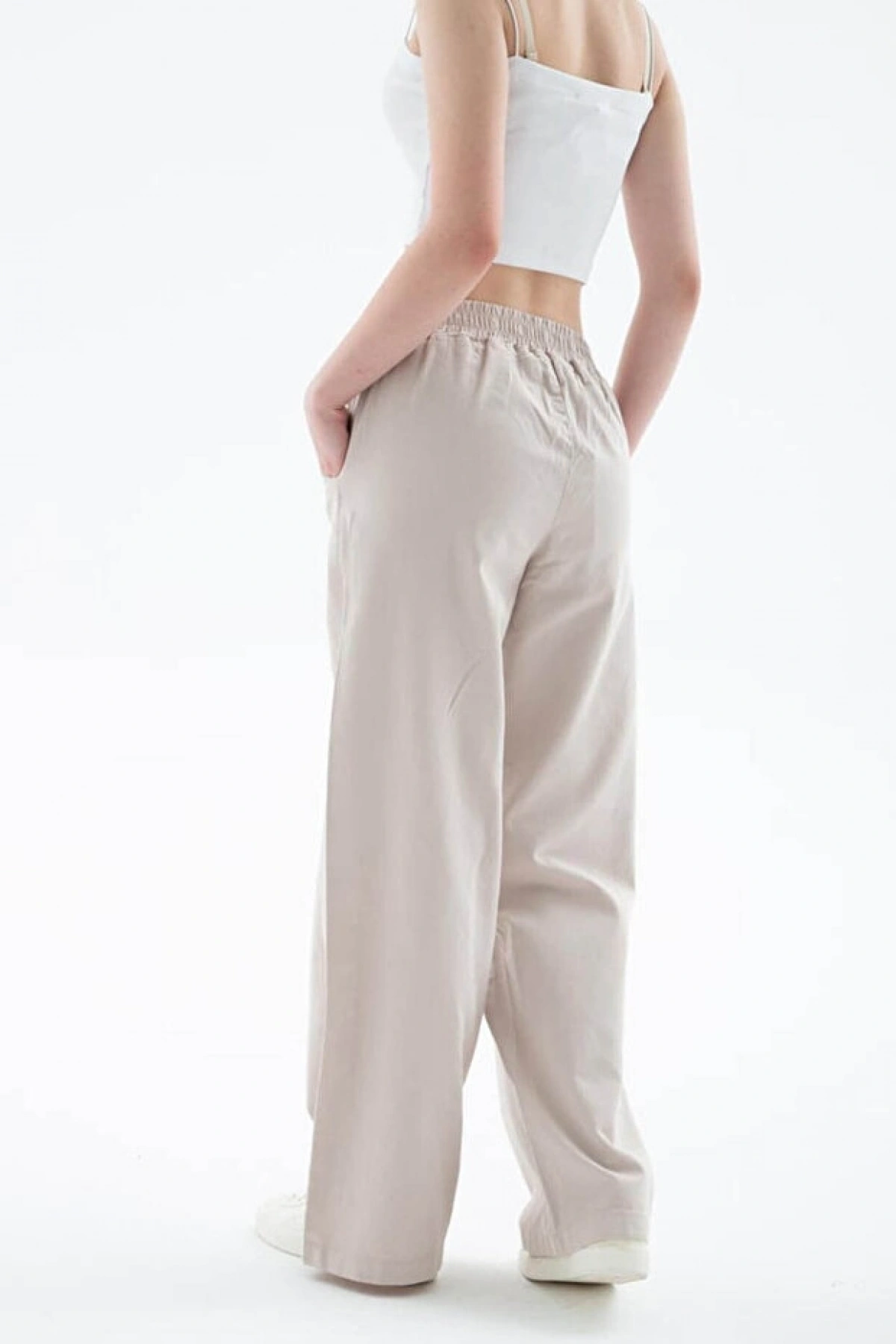 Fashion Friends Yüksek Bel Palazzo Bej Kadın Pantolon 25Y0042K1