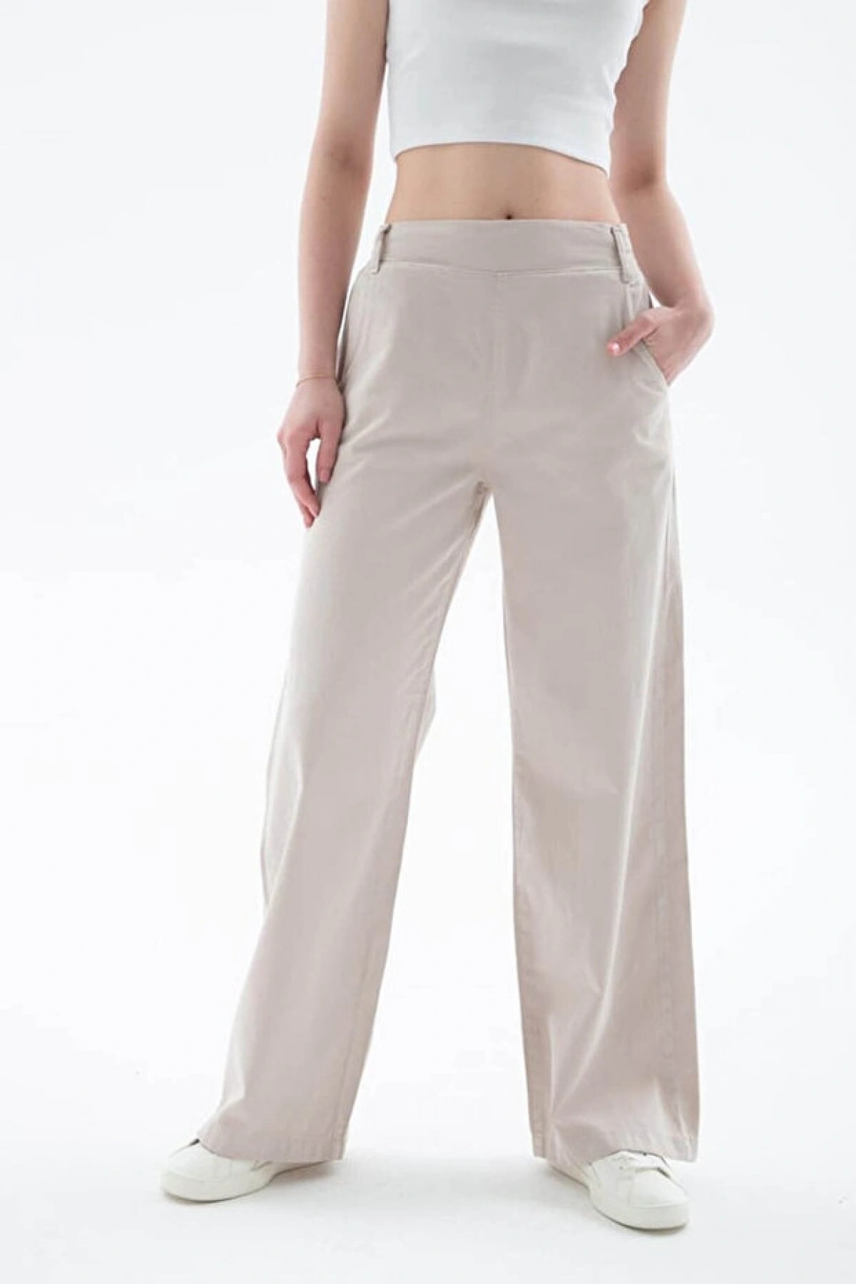 Fashion Friends Yüksek Bel Palazzo Bej Kadın Pantolon 25Y0042K1