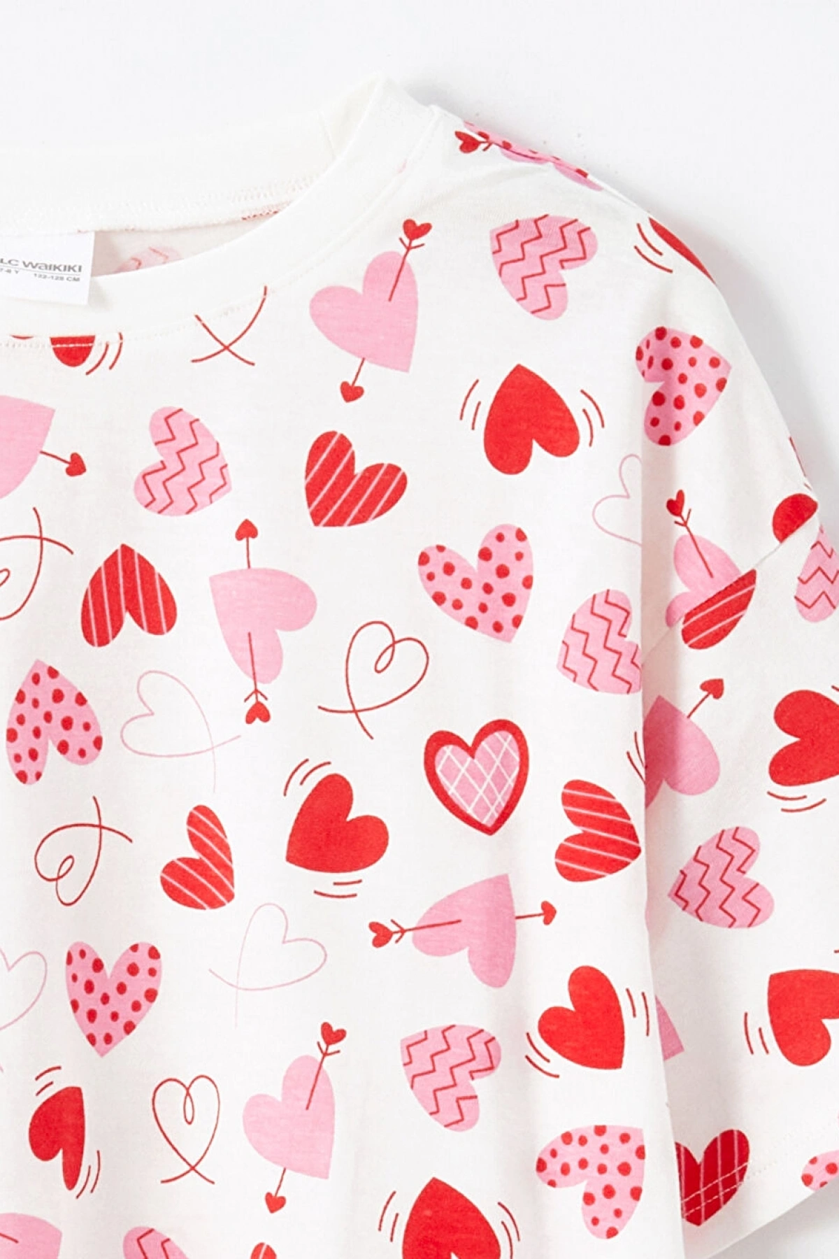 LCW Kids Ekru Bisiklet Yaka Kız Çocuk Şortlu Pijama Takımı