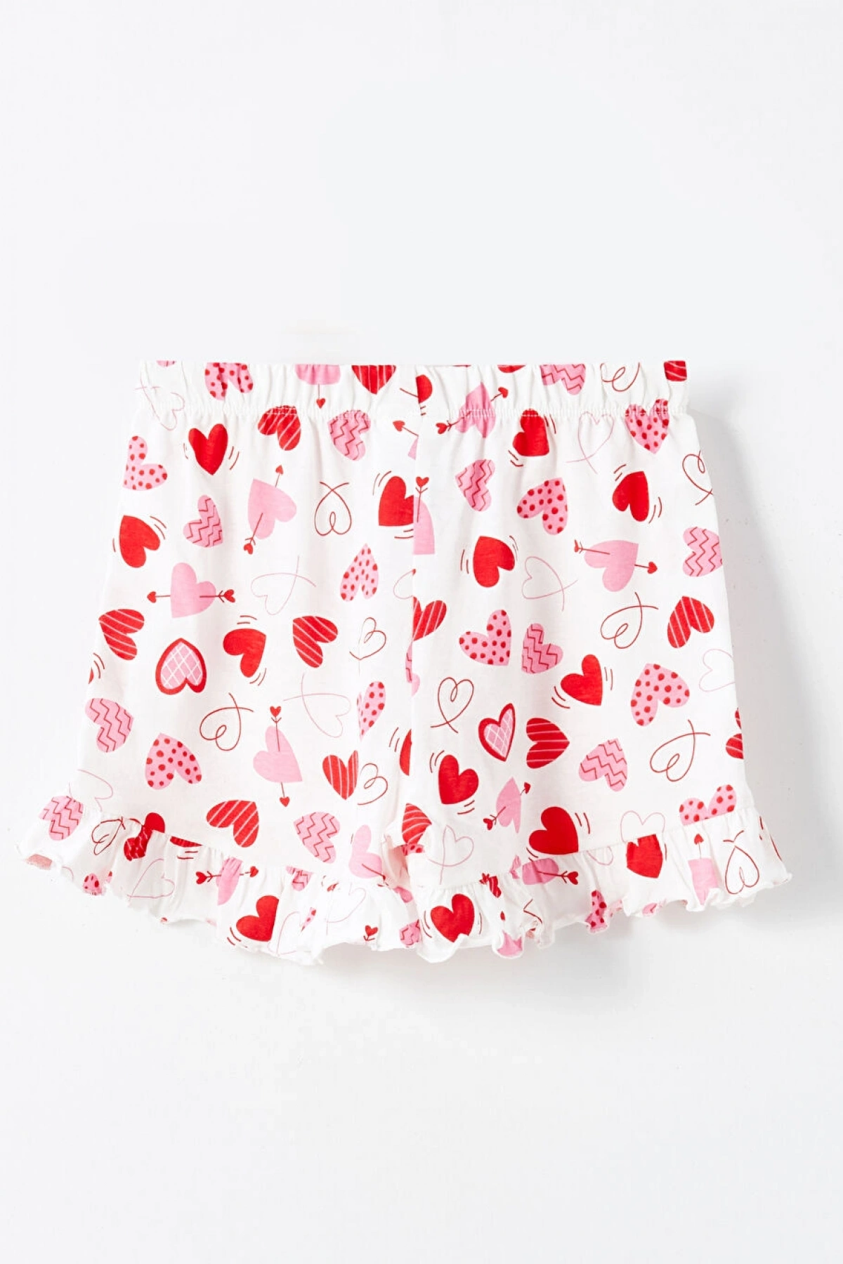 LCW Kids Ekru Bisiklet Yaka Kız Çocuk Şortlu Pijama Takımı