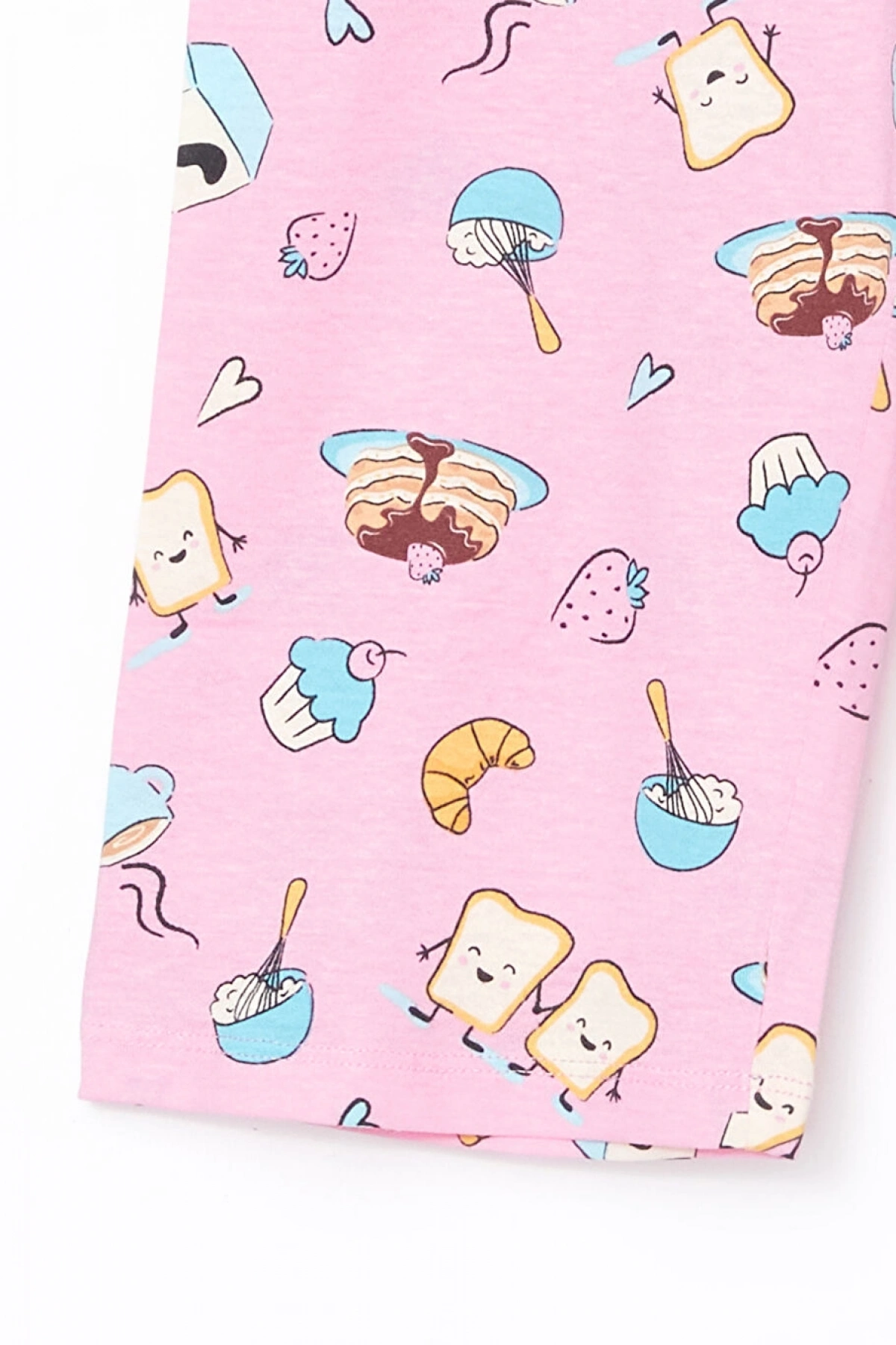 LCW Kids Sarı Bisiklet Yaka Kız Çocuk Kaprili Pijama Takımı