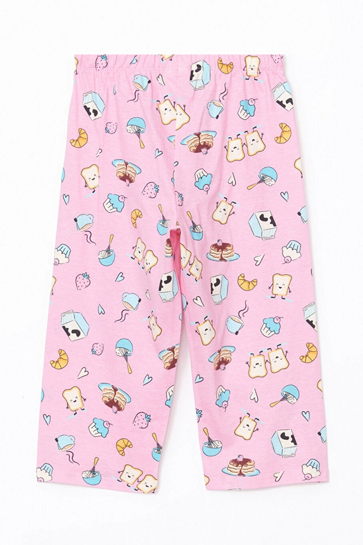 LCW Kids Sarı Bisiklet Yaka Kız Çocuk Kaprili Pijama Takımı