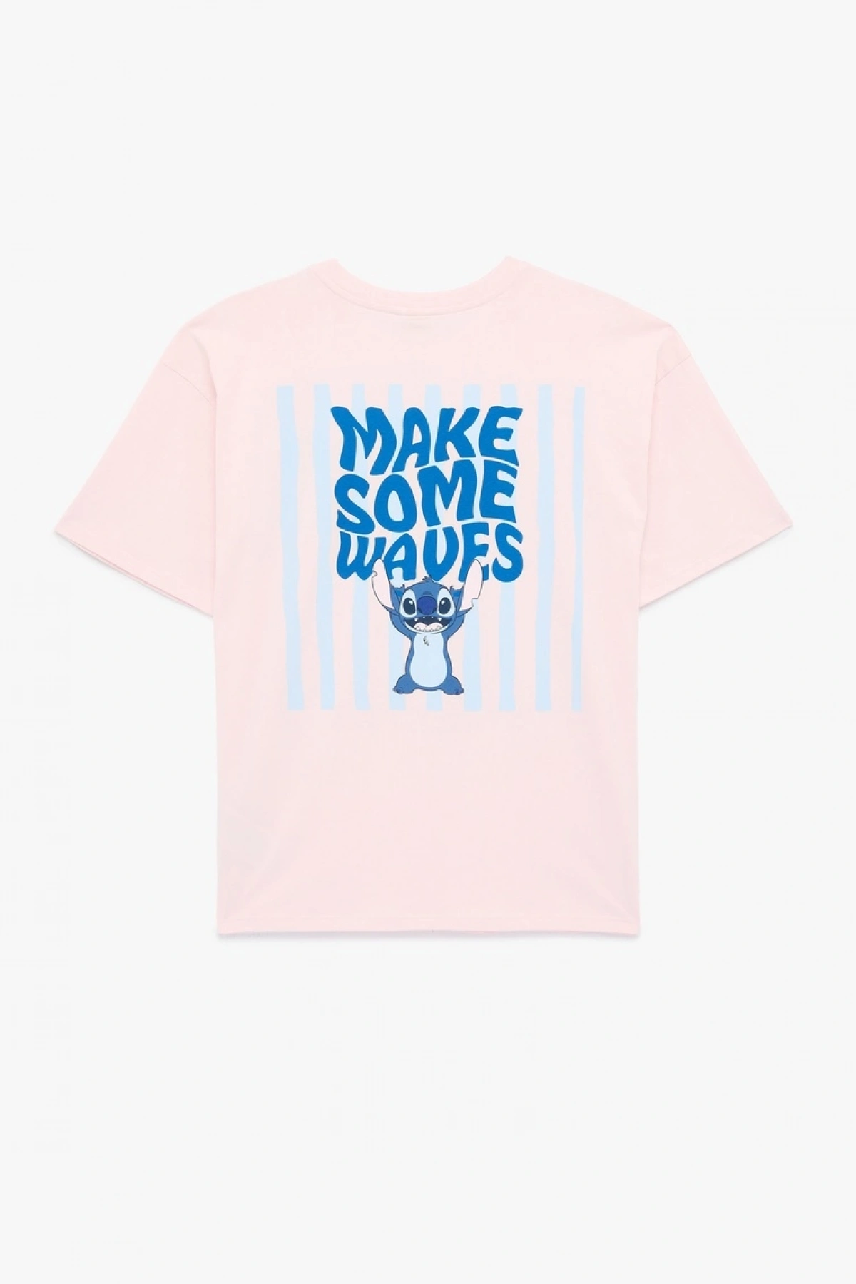 Stitch Lisanslı Baskılı Kısa Kollu Bisiklet Yaka Pamuklu Tişört