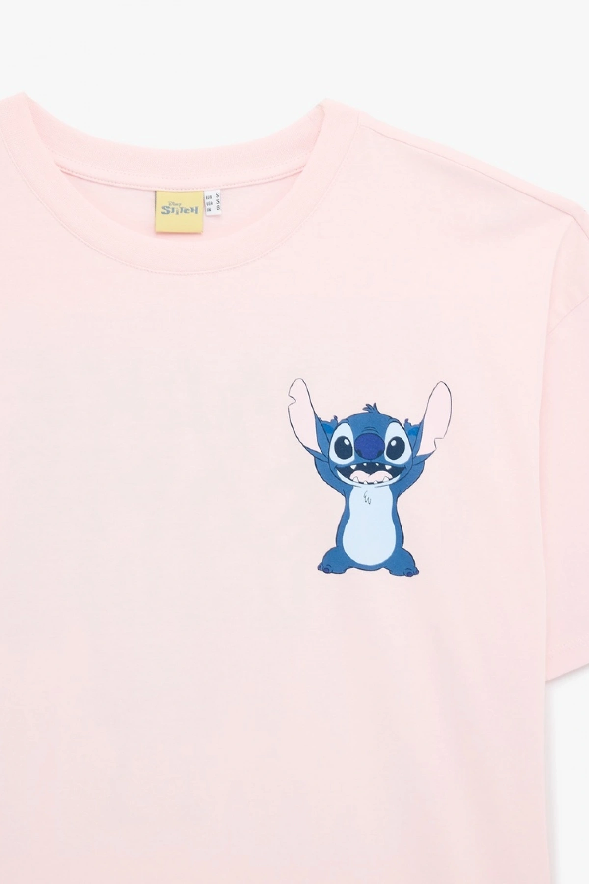 Stitch Lisanslı Baskılı Kısa Kollu Bisiklet Yaka Pamuklu Tişört