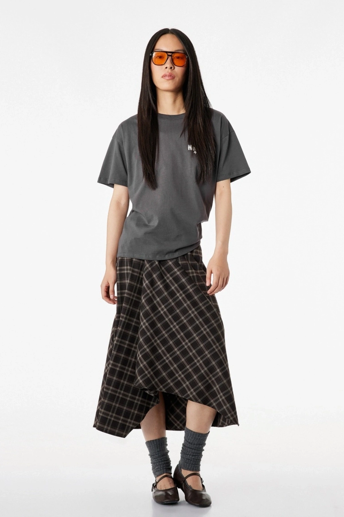 Rahat Kalıp Kısa Kollu Bisiklet Yaka Arkası Baskılı Pamuklu Tişört