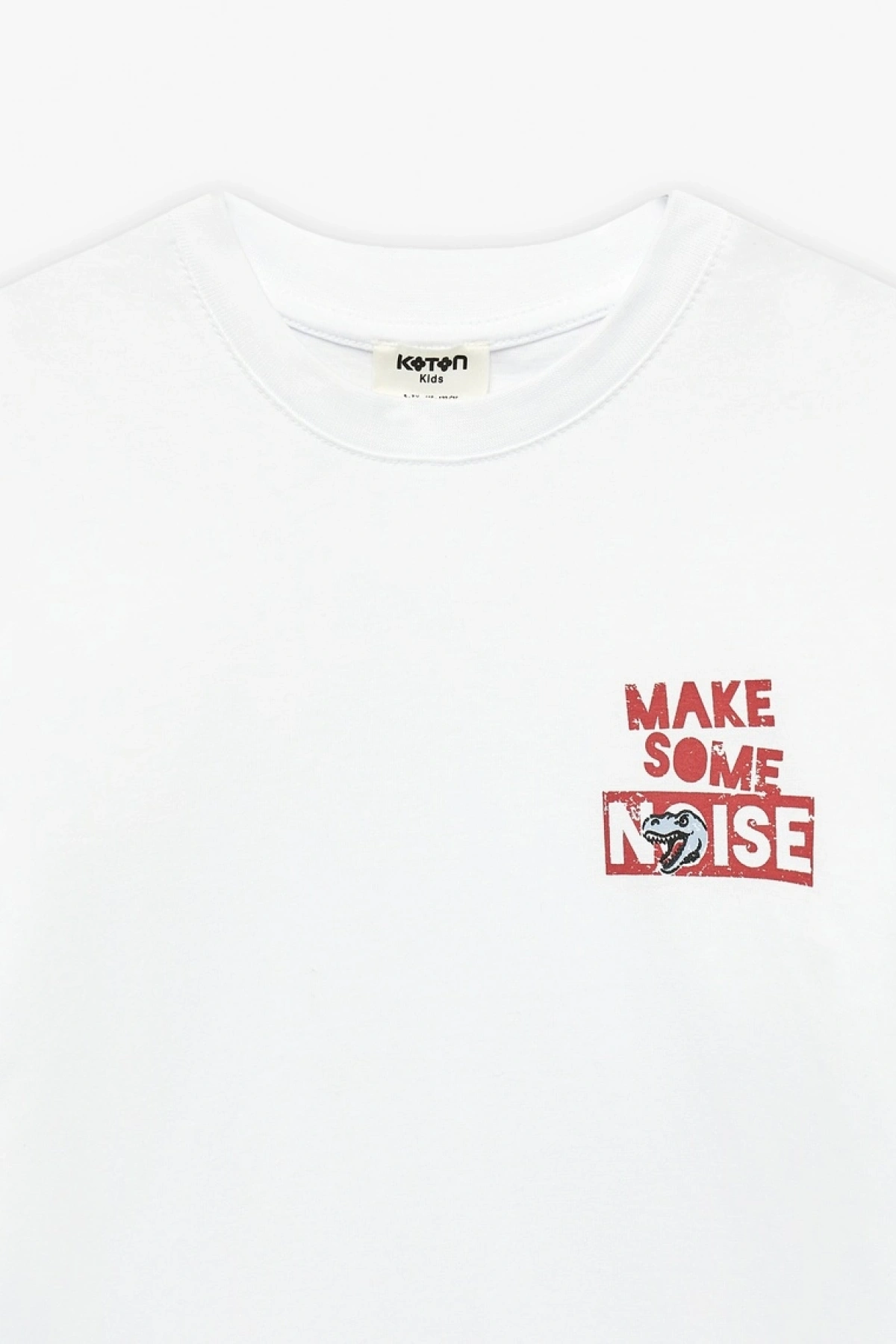 Erkek Çocuk Dinozor Baskı Detaylı Kısa Kollu Bisiklet Yaka Pamuklu Tişört