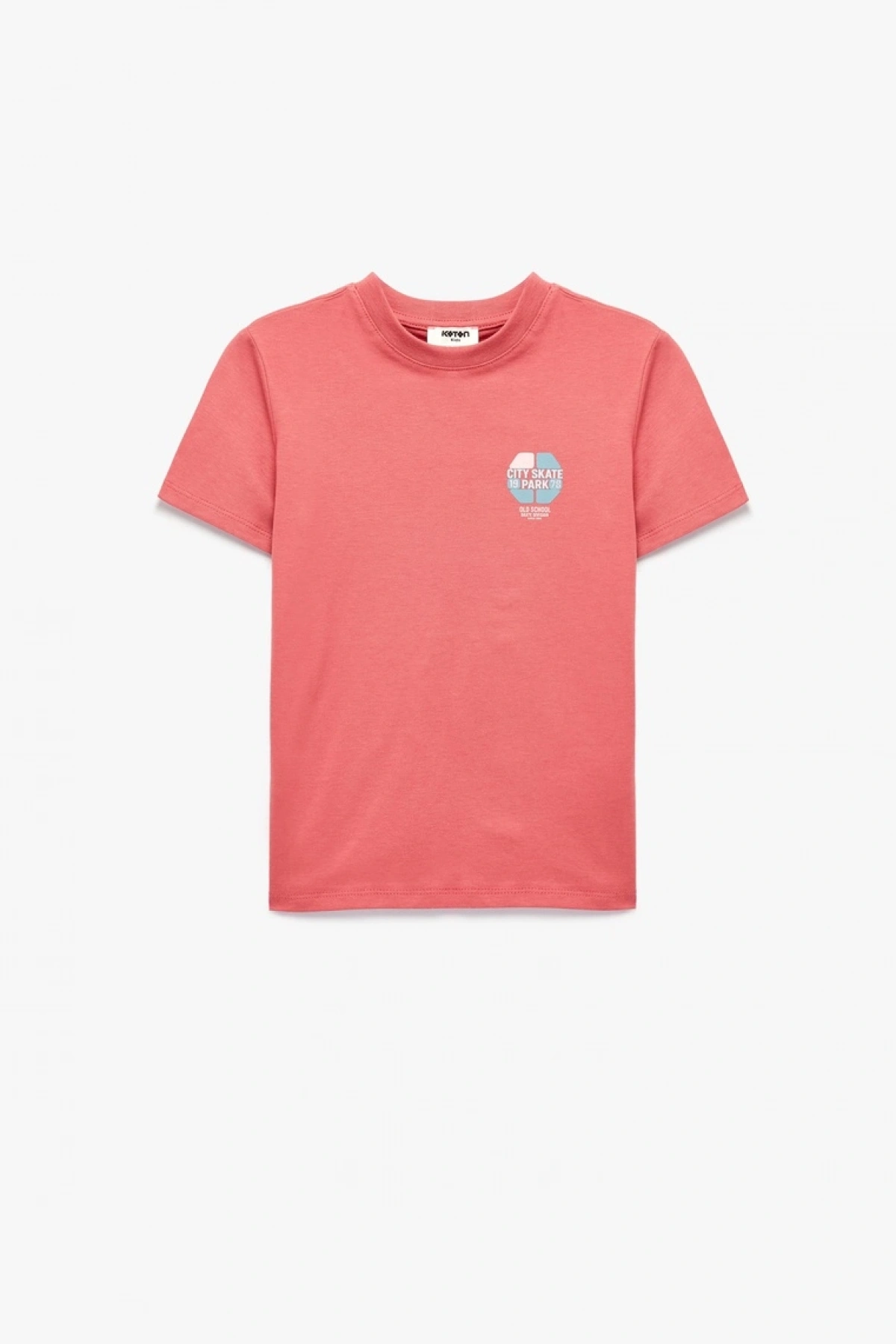 Erkek Çocuk Pamuklu Bisiklet Yaka Kısa Kollu Baskılı Tişört