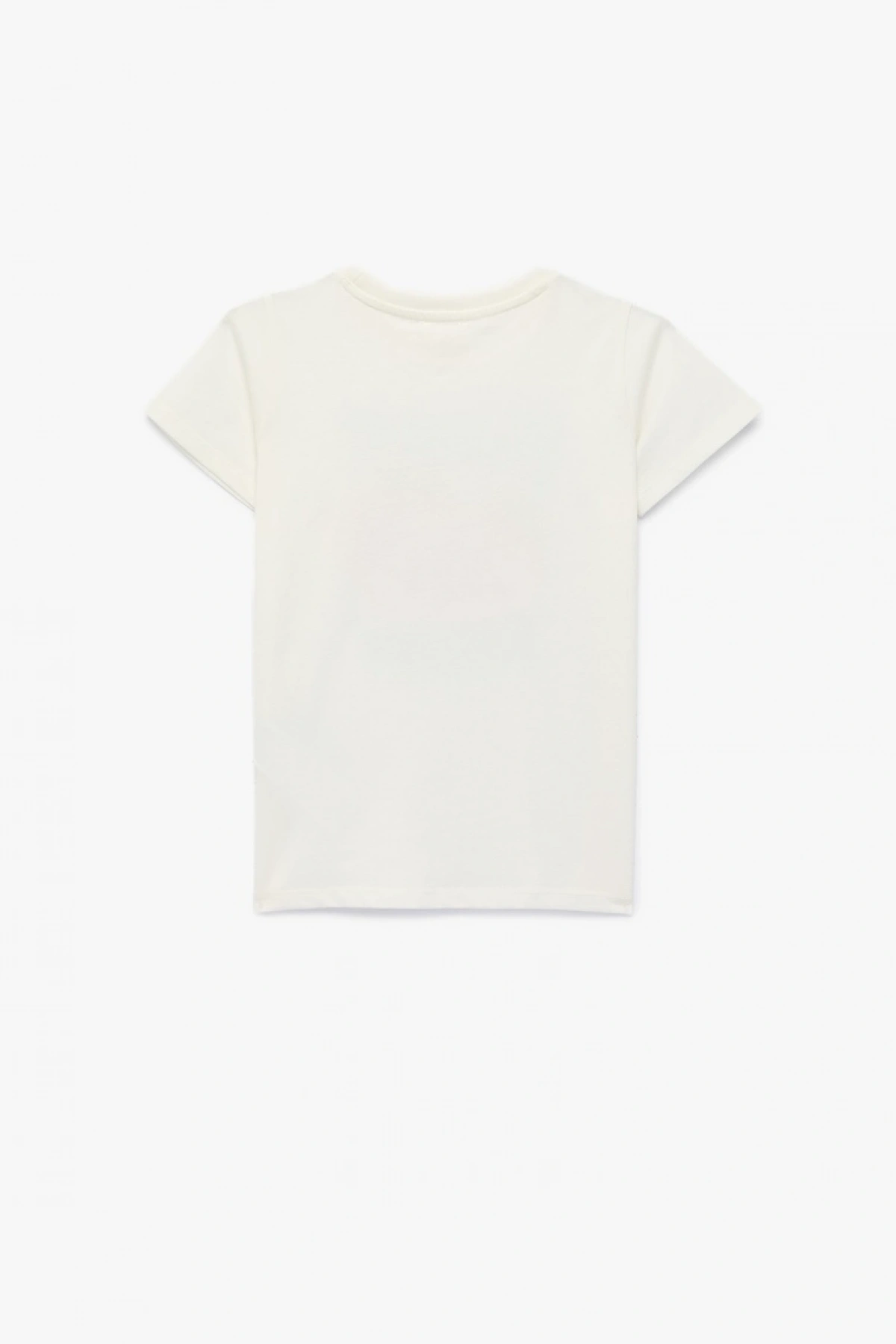 Kız Çocuk Pamuklu Kısa Kollu Bisiklet Yaka Çilek Baskılı Tişört