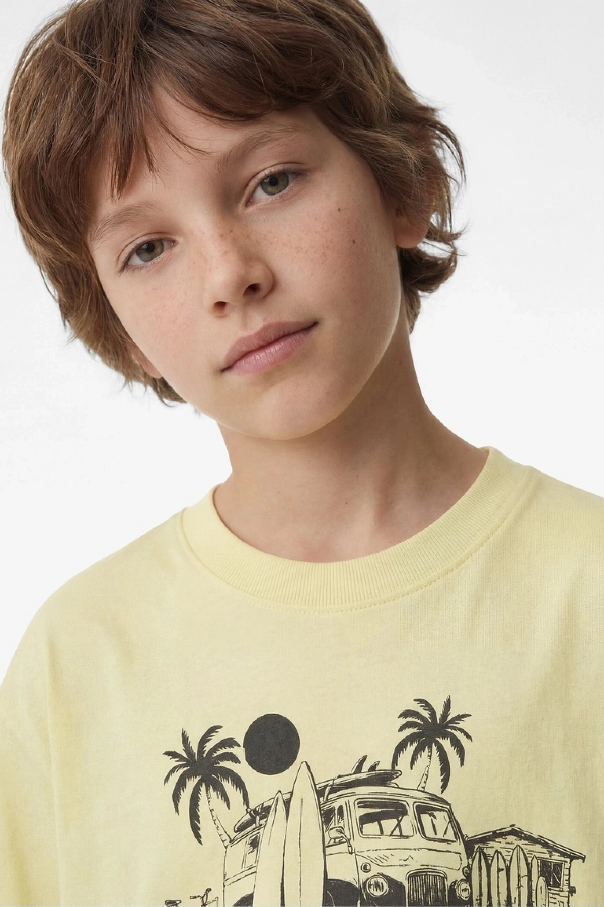 Erkek Çocuk Baskılı Kısa Kollu Bisiklet Yaka Pamuklu Tişört