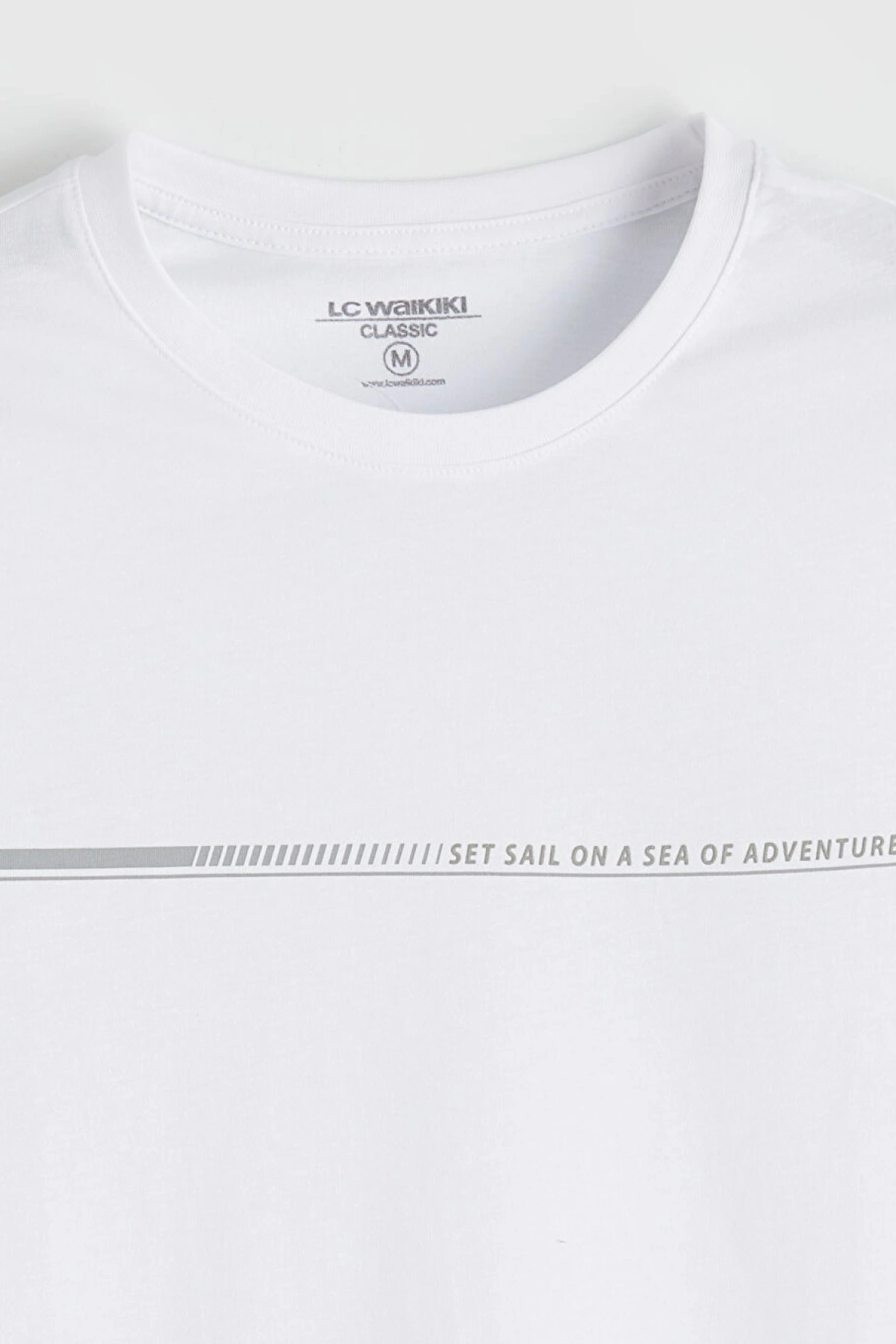 LCWAIKIKI Classic Beyaz Bisiklet Yaka Baskılı Erkek Kolsuz Tişört