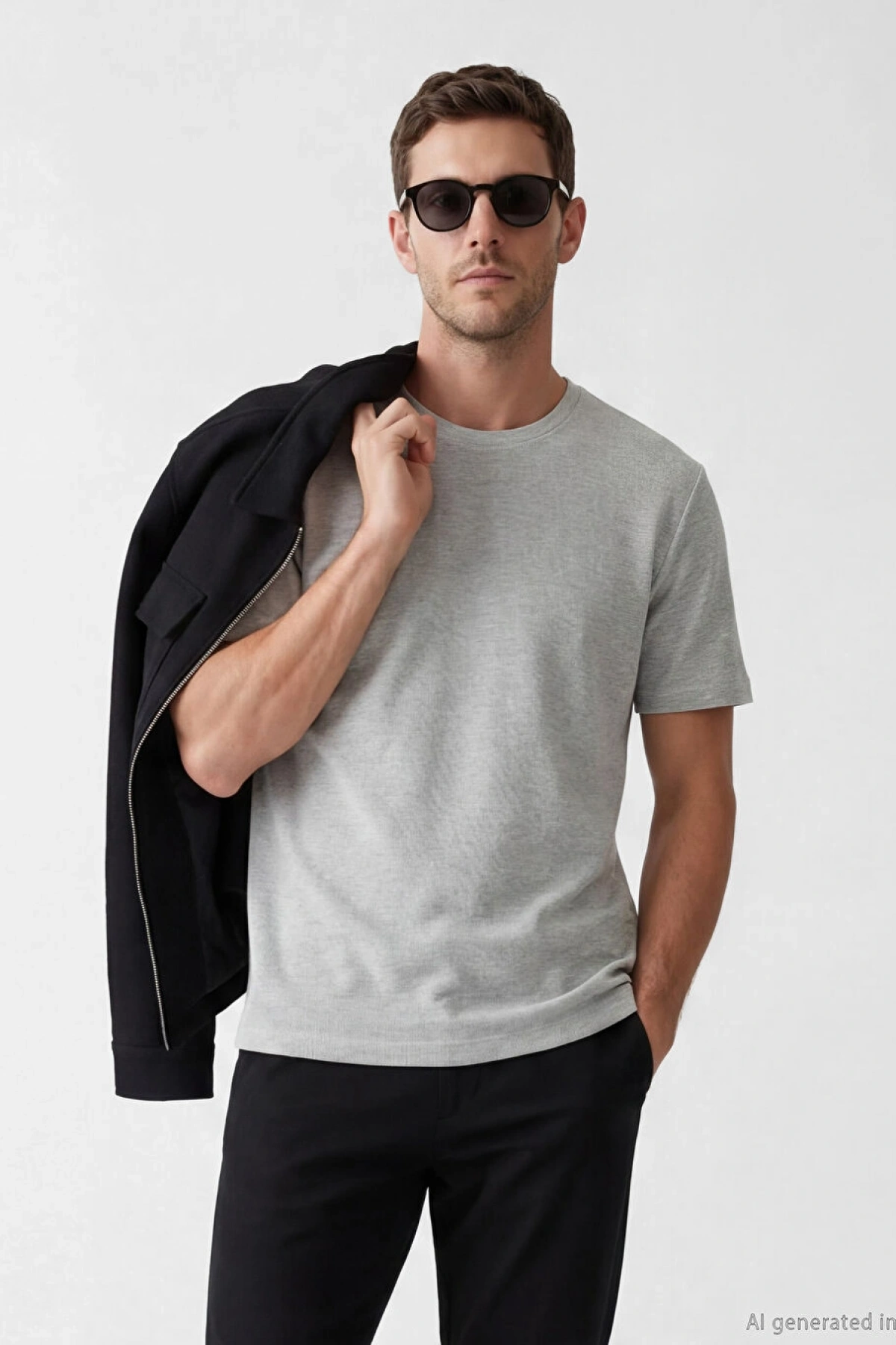 LCWAIKIKI Classic Gri Bisiklet Yaka Erkek Tişört