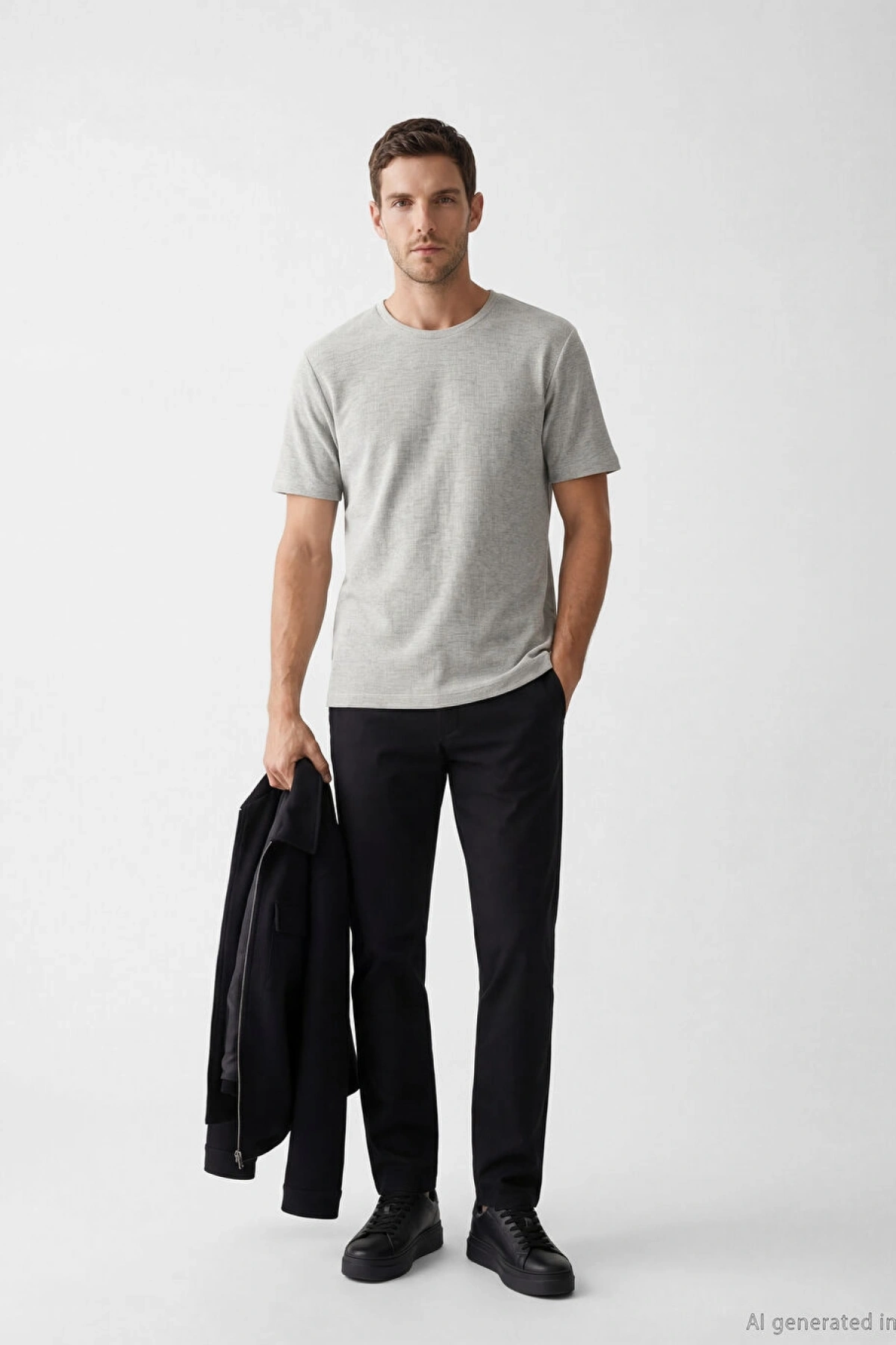 LCWAIKIKI Classic Gri Bisiklet Yaka Erkek Tişört