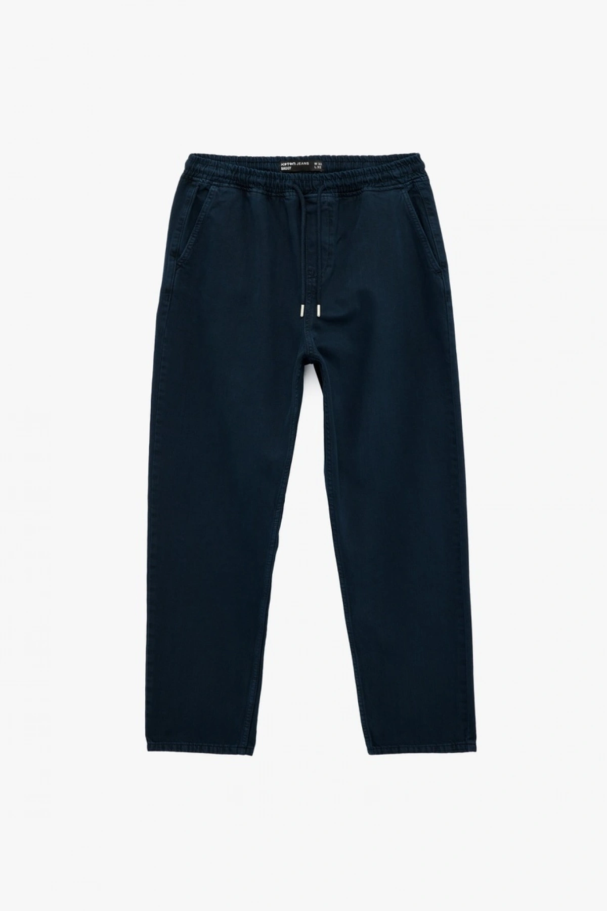 KOTON Regular Fit Normal Bel Pamuklu Bol Beli Bağcıklı Baggy Jean Pantolon