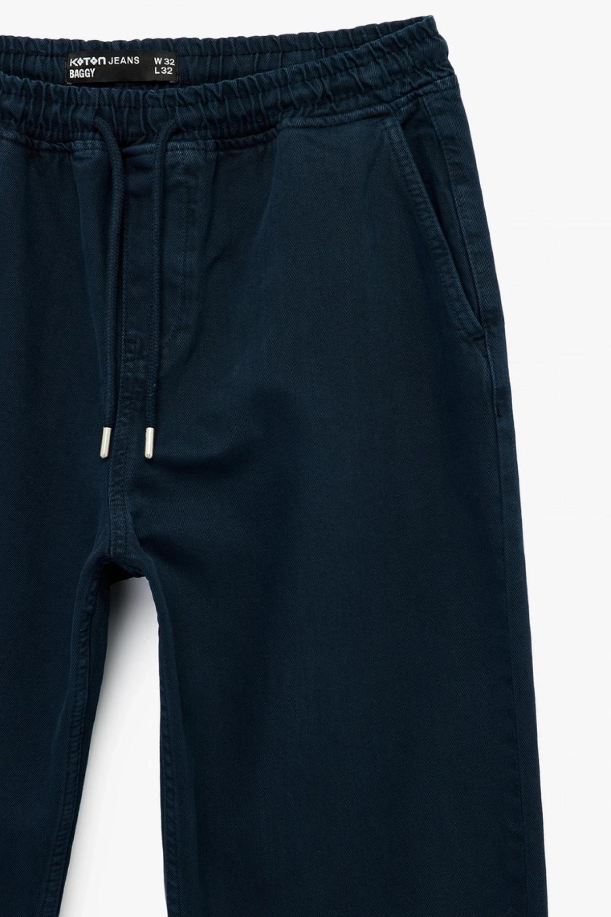 KOTON Regular Fit Normal Bel Pamuklu Bol Beli Bağcıklı Baggy Jean Pantolon