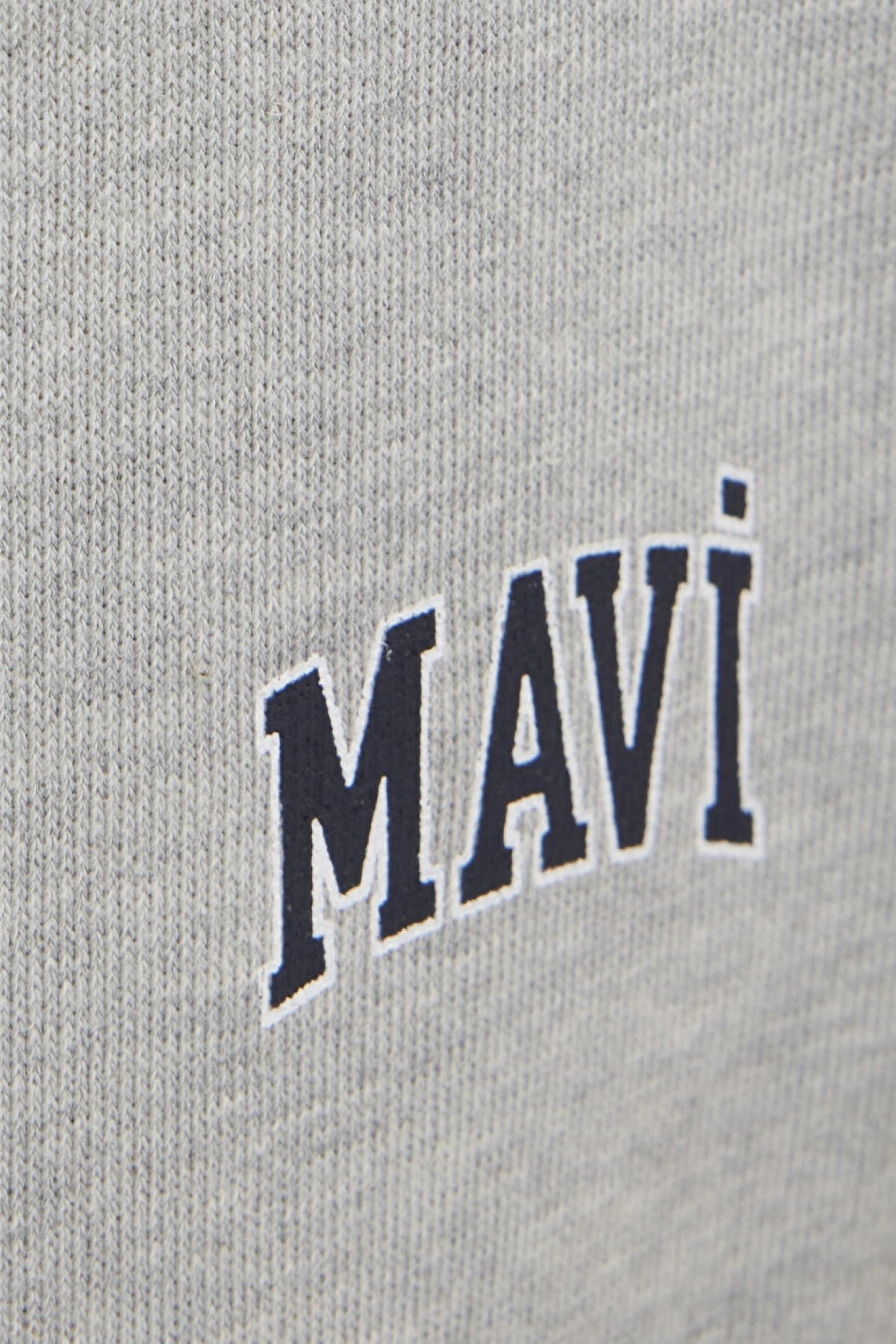 Mavi Logo Baskılı Gri Şort