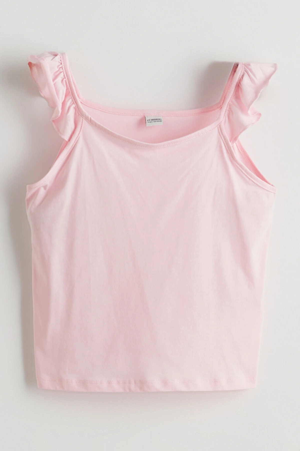 LCW Kids Pembe Kare Yaka Düz Kız Çocuk Atlet