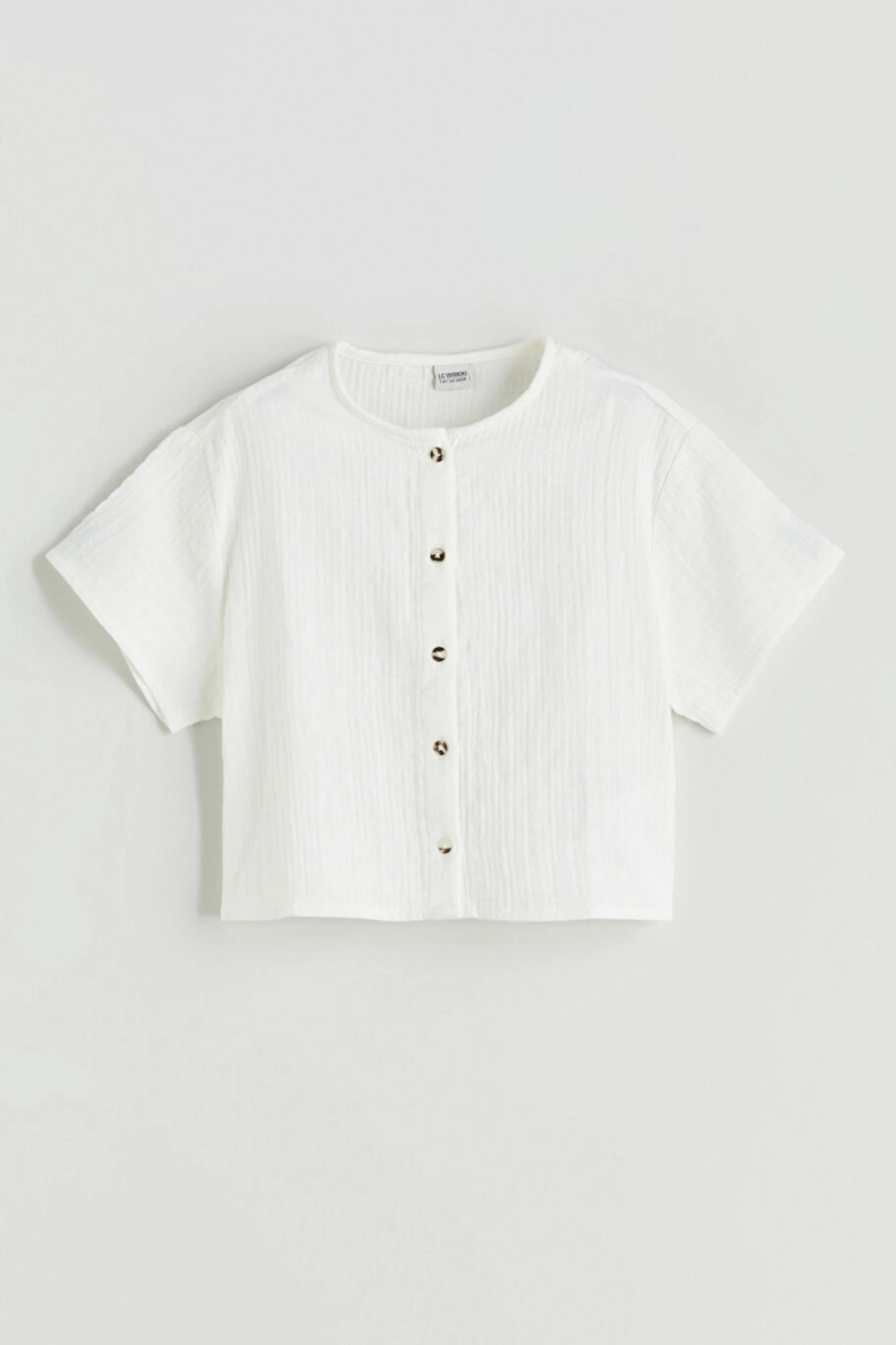 LCW Kids Beyaz Kısa Kollu Müslin Kız Çocuk Gömlek