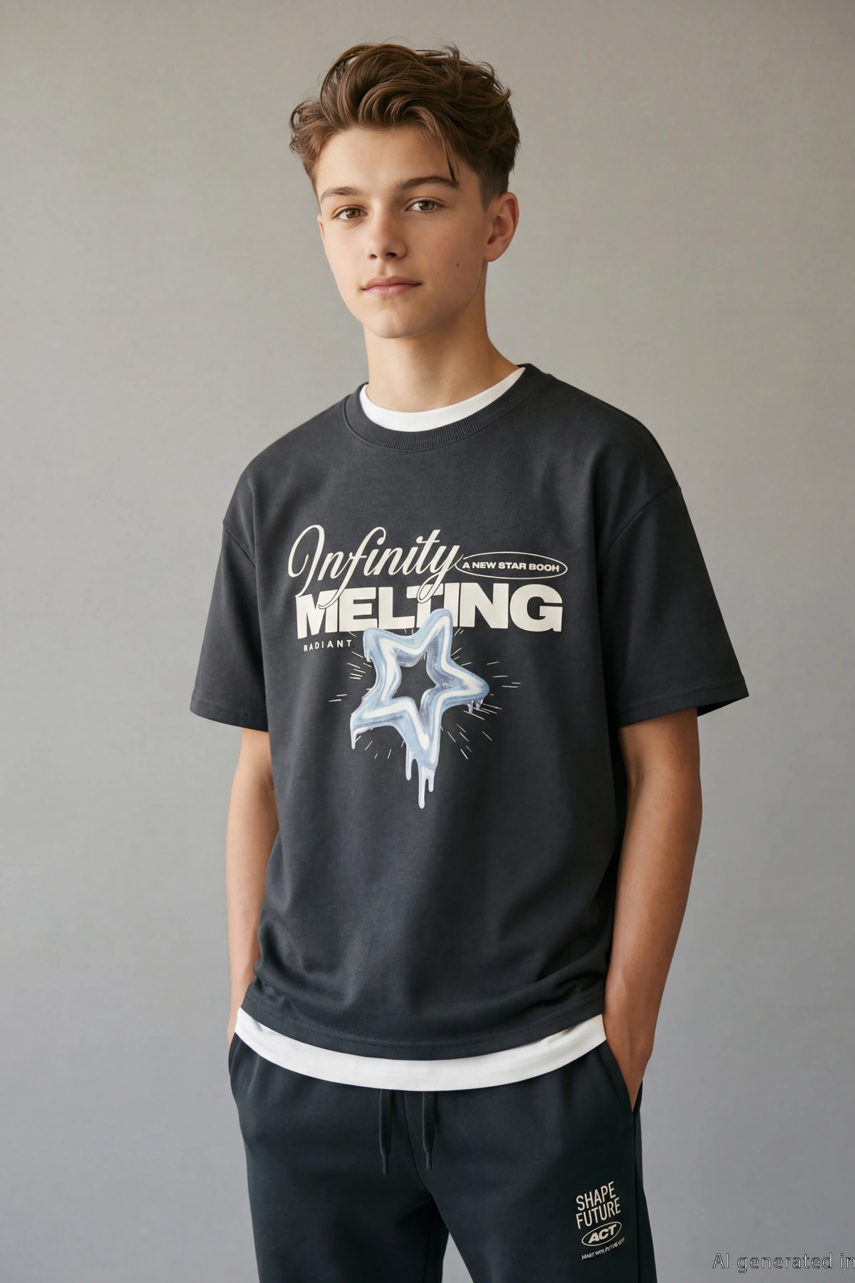 LCW Kids Antrasit Erkek Çocuk Baskılı Soft Touch Tişört