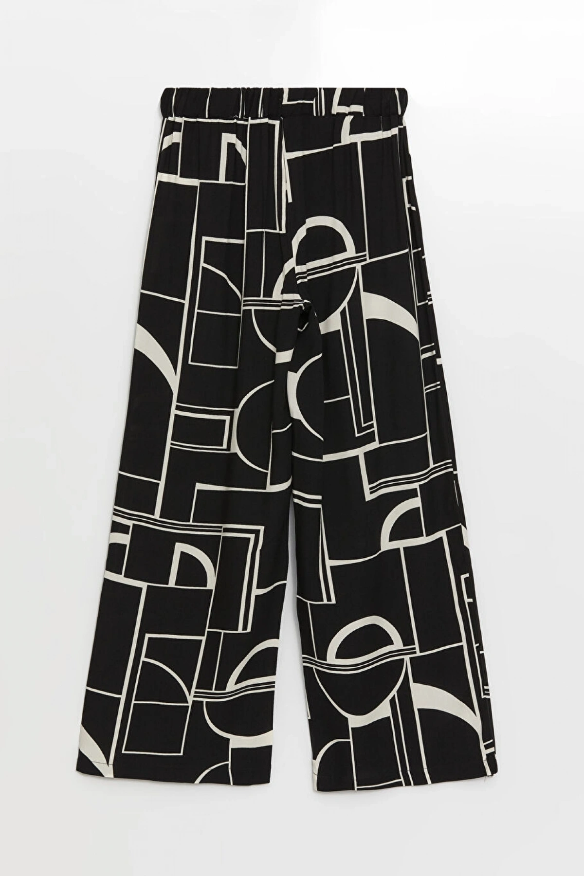 LCW Modest Siyah Beli Lastikli Rahat Kalıp Desenli Kadın Pantolon