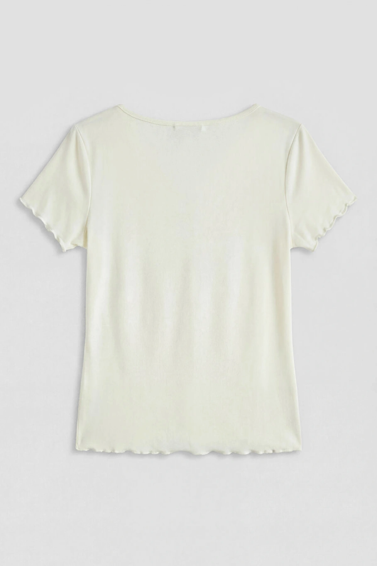 LCW DREAM Ekru V Yaka Fiyonklu Kadın Şortlu Pijama Takımı