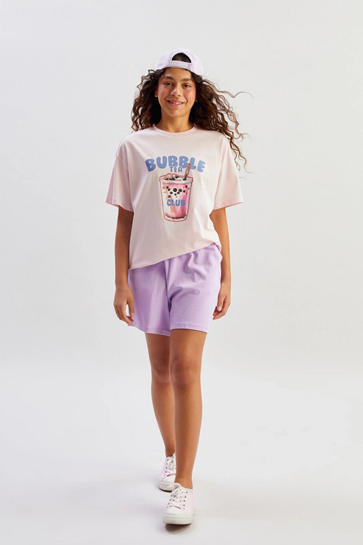 LCW Kids Lila Beli Lastikli Basic Kız Çocuk Şort