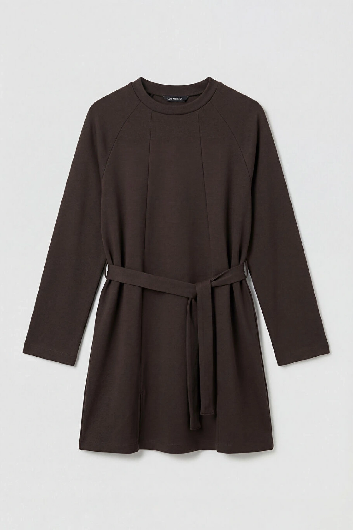 LCW Modest Kahverengi Bisiklet Yaka Soft Touch Kadın Sweatshirt Tunik