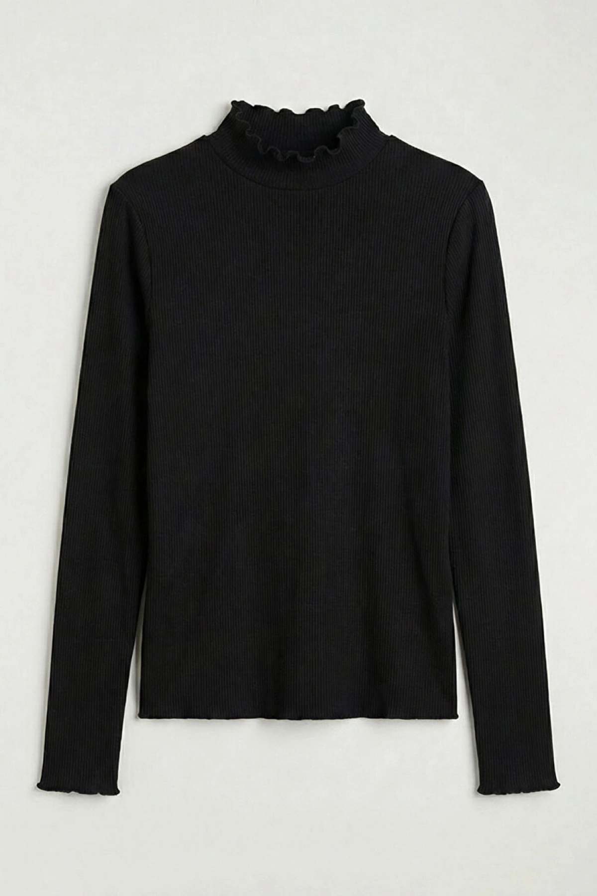 LCW Modest Siyah Fırfırlı Dik Yaka Kadın Body