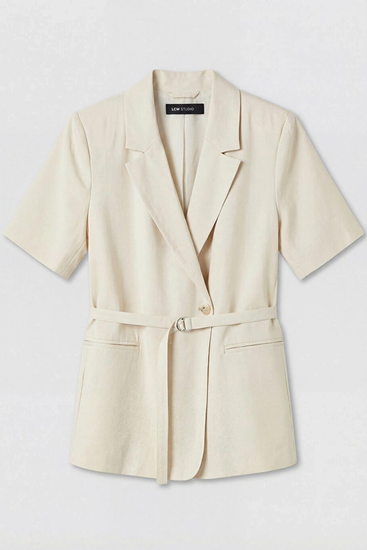 LCW STUDIO Bej Kuşaklı Modal Karışımlı Kadın Blazer Ceket