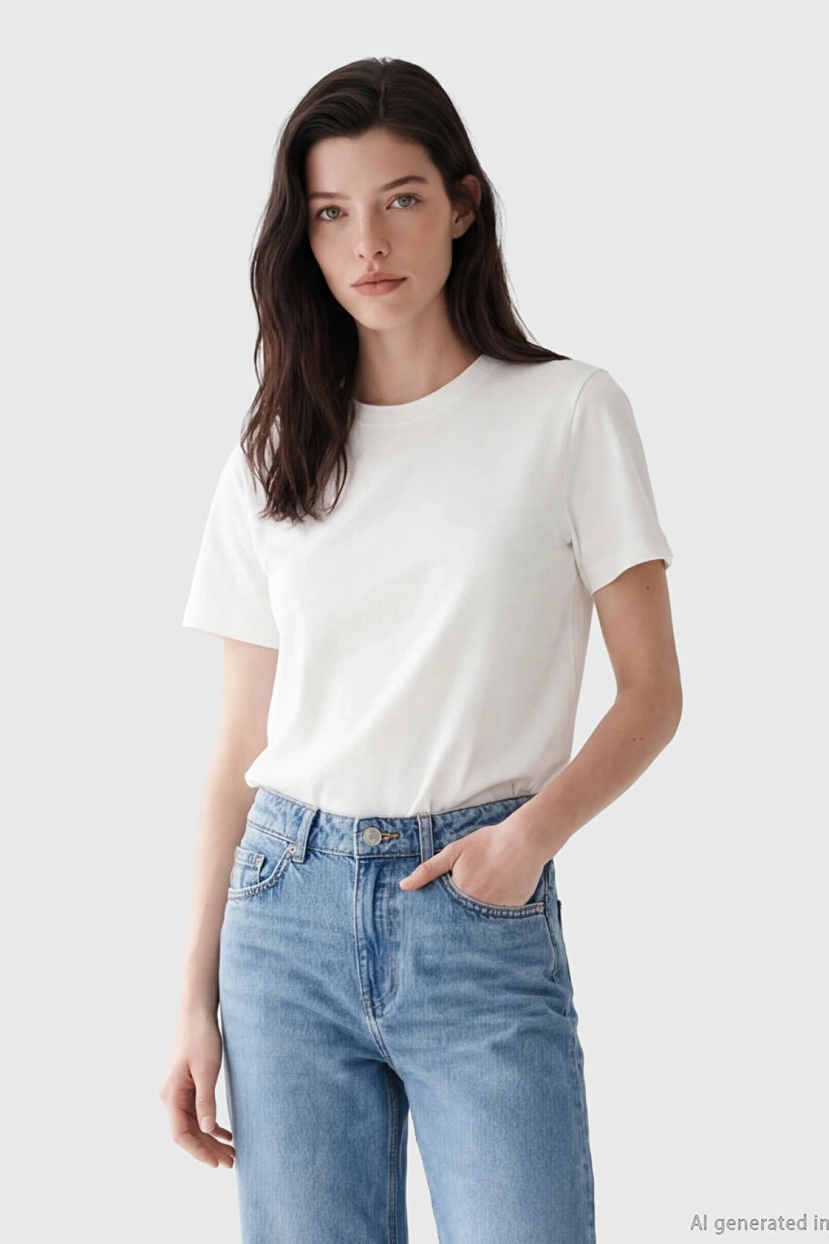 LCW Comfort Beyaz Bisiklet Yaka Kadın Tişört