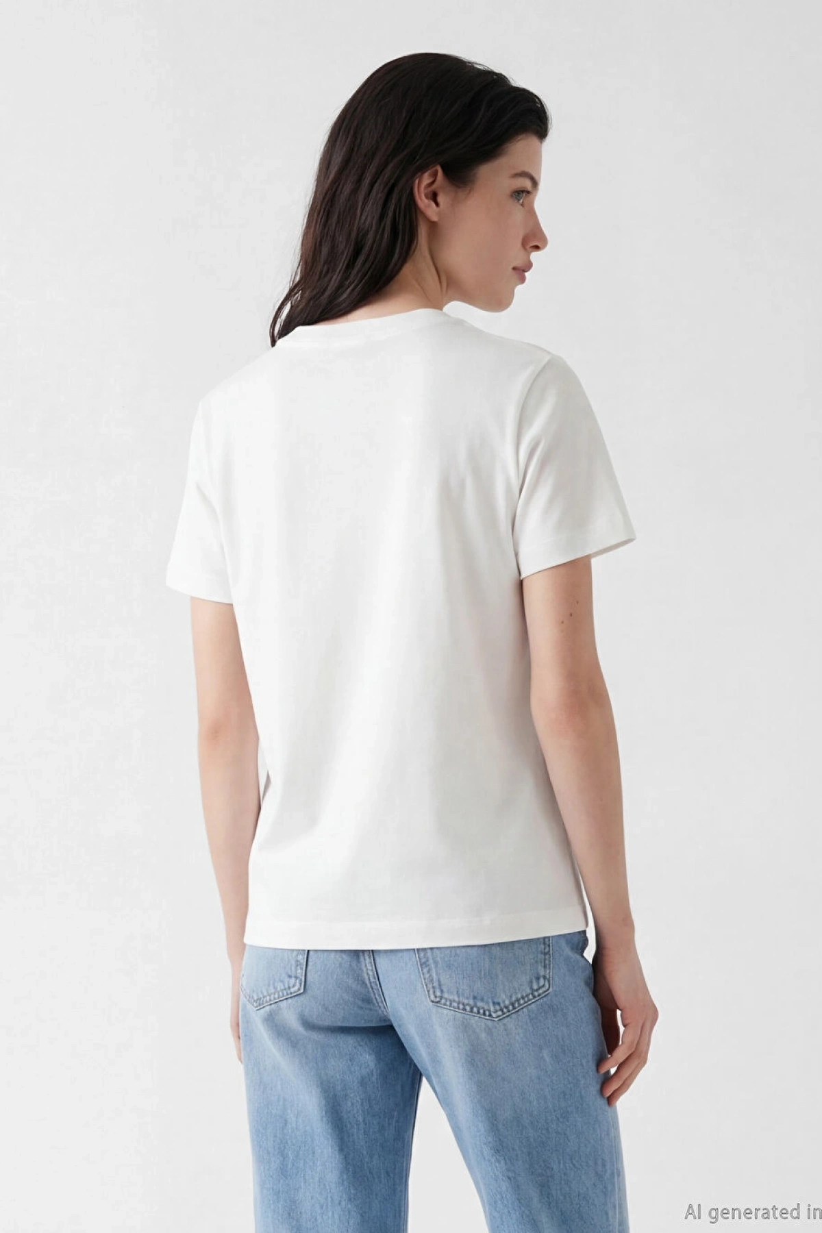 LCW Comfort Beyaz Bisiklet Yaka Kadın Tişört