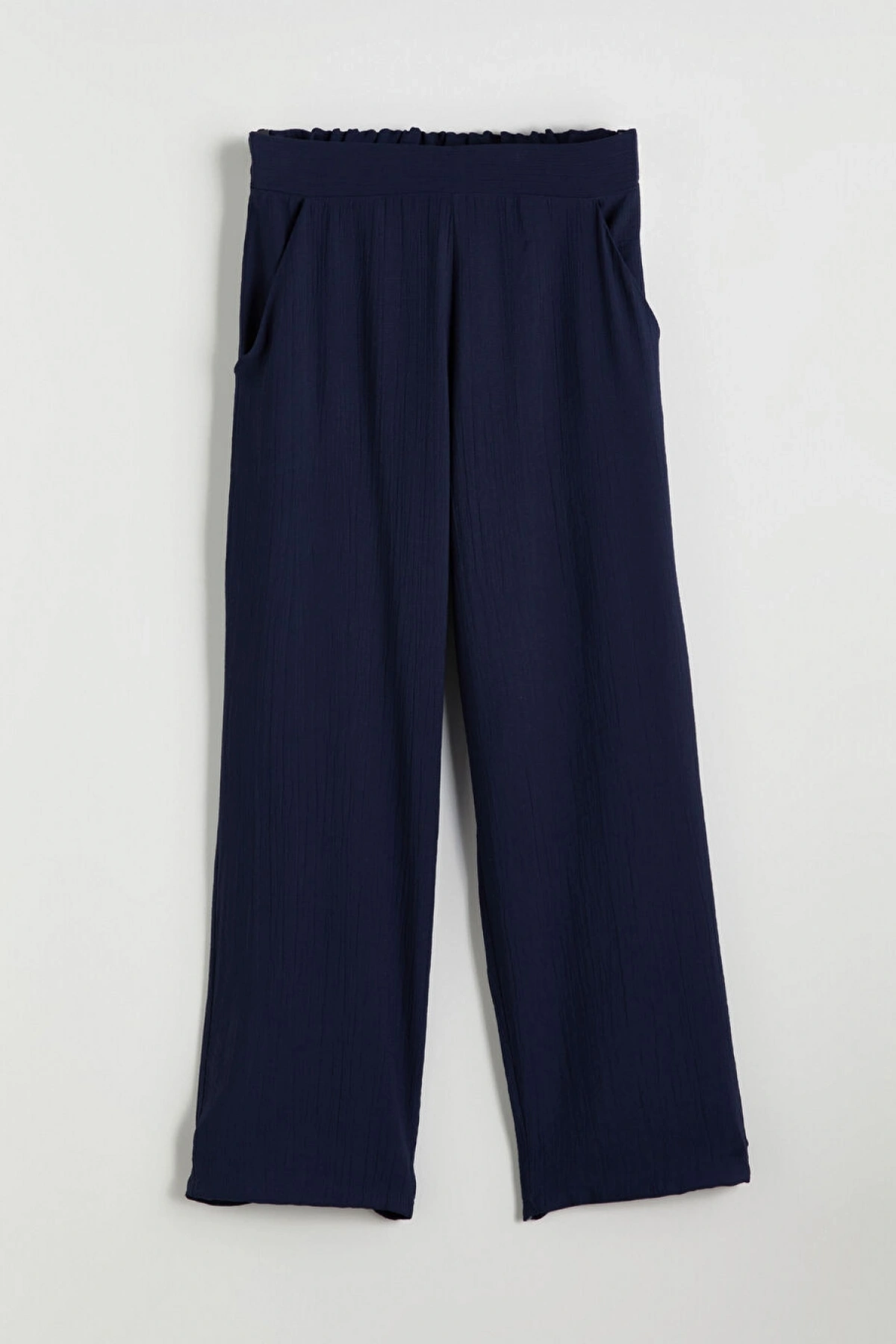 LCWAIKIKI Classic Lacivert Beli Lastikli Dokulu Kadın Pantolon