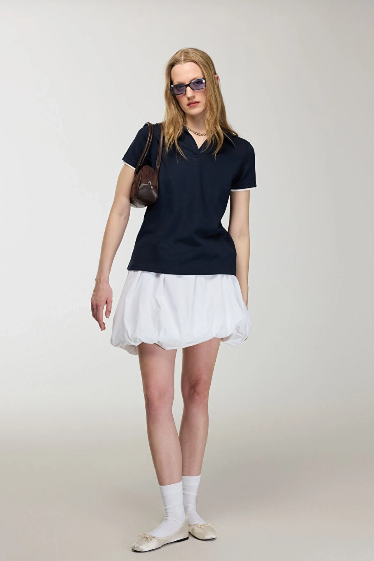 LCW Comfort Lacivert Polo Yaka Kadın Tişört