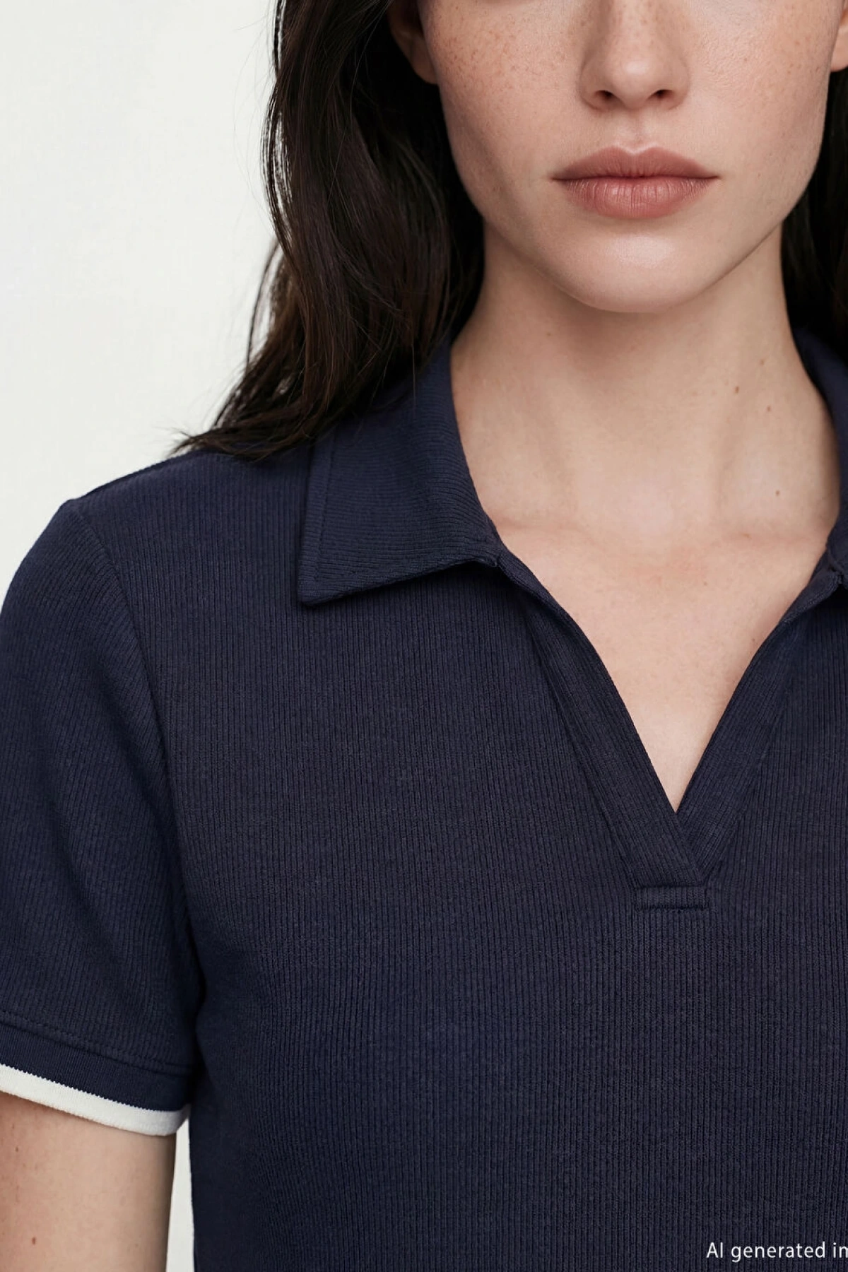 LCW Comfort Lacivert Polo Yaka Kadın Tişört
