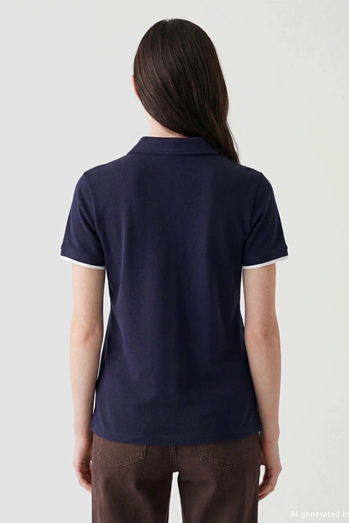 LCW Comfort Lacivert Polo Yaka Kadın Tişört