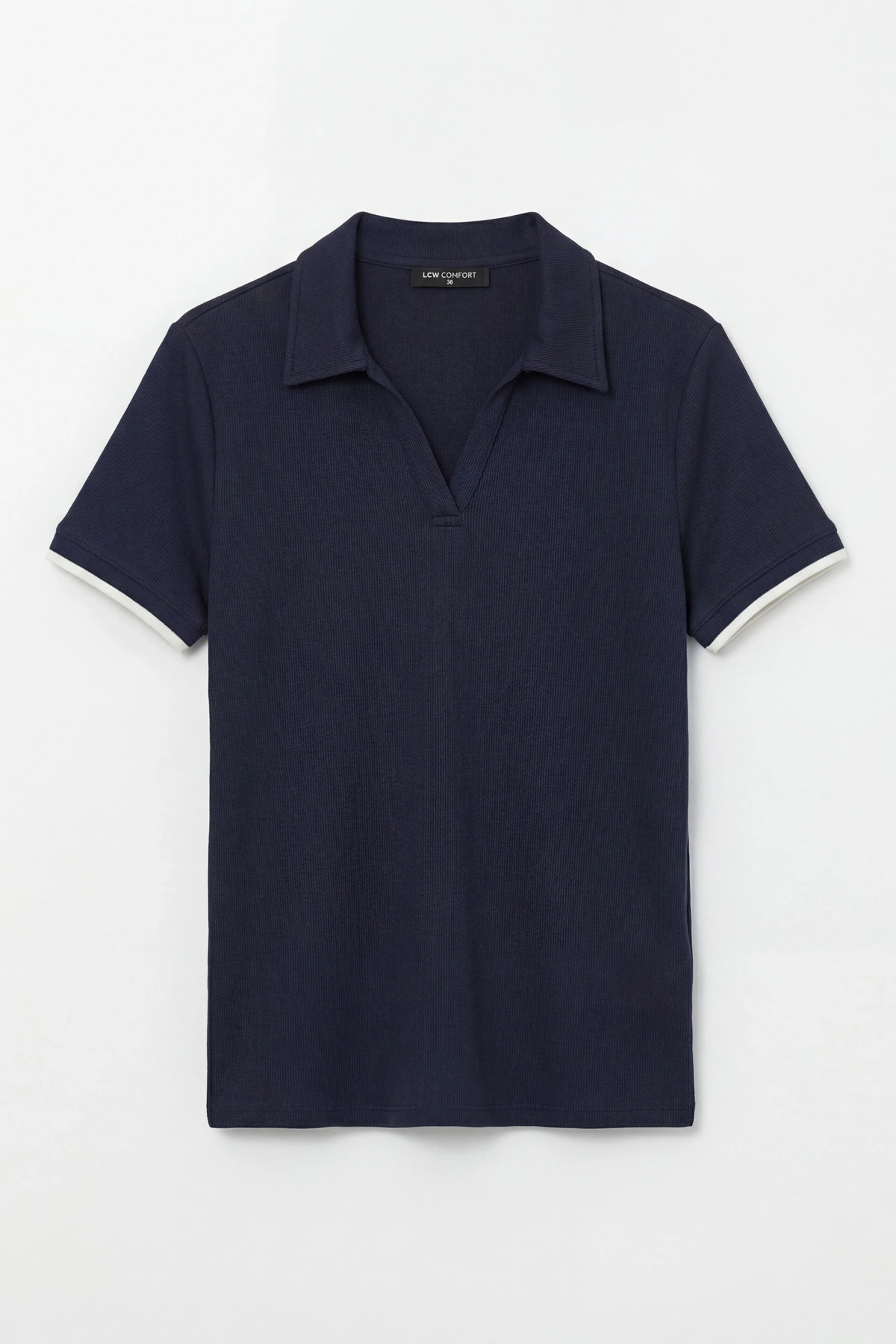 LCW Comfort Lacivert Polo Yaka Kadın Tişört