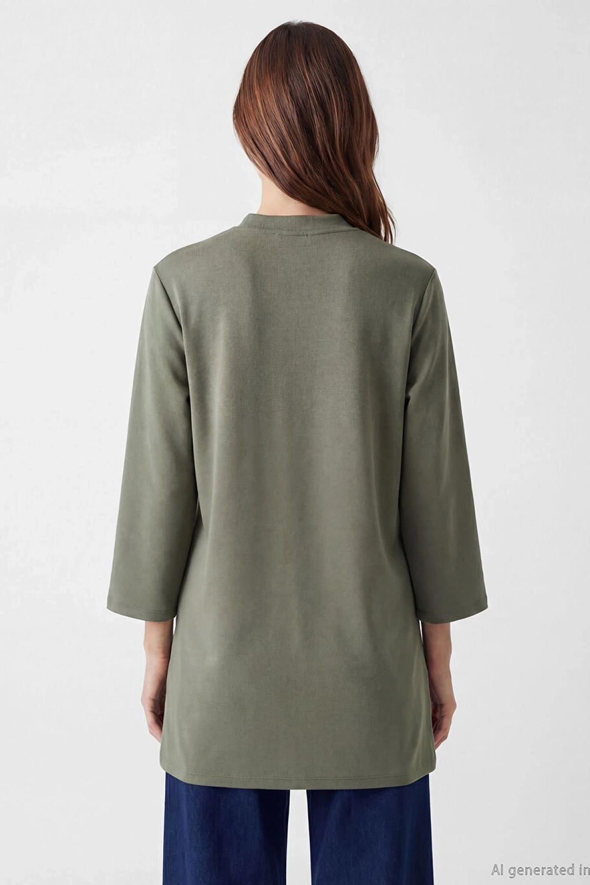LCW Modest Yeşil Dik Yaka Kadın Sweatshirt Tunik